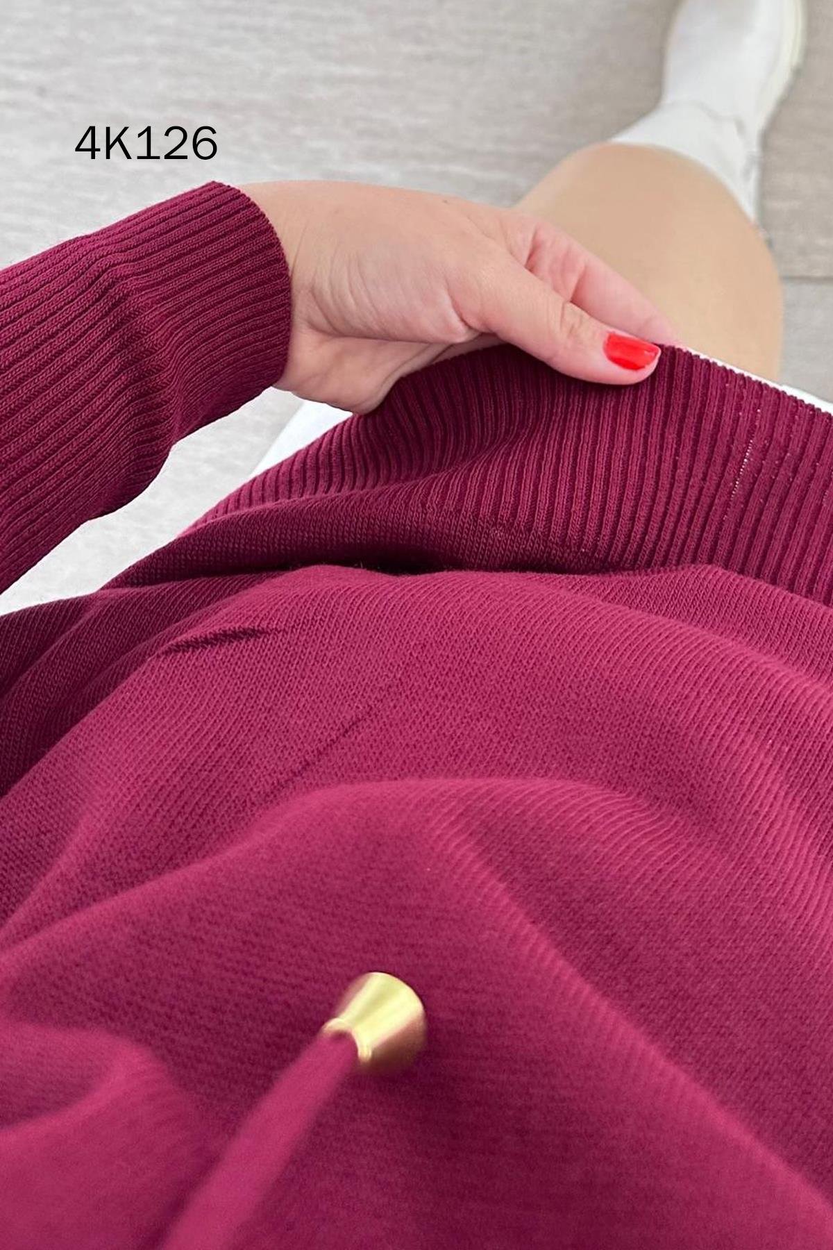 Kapşonlu Triko Bluz