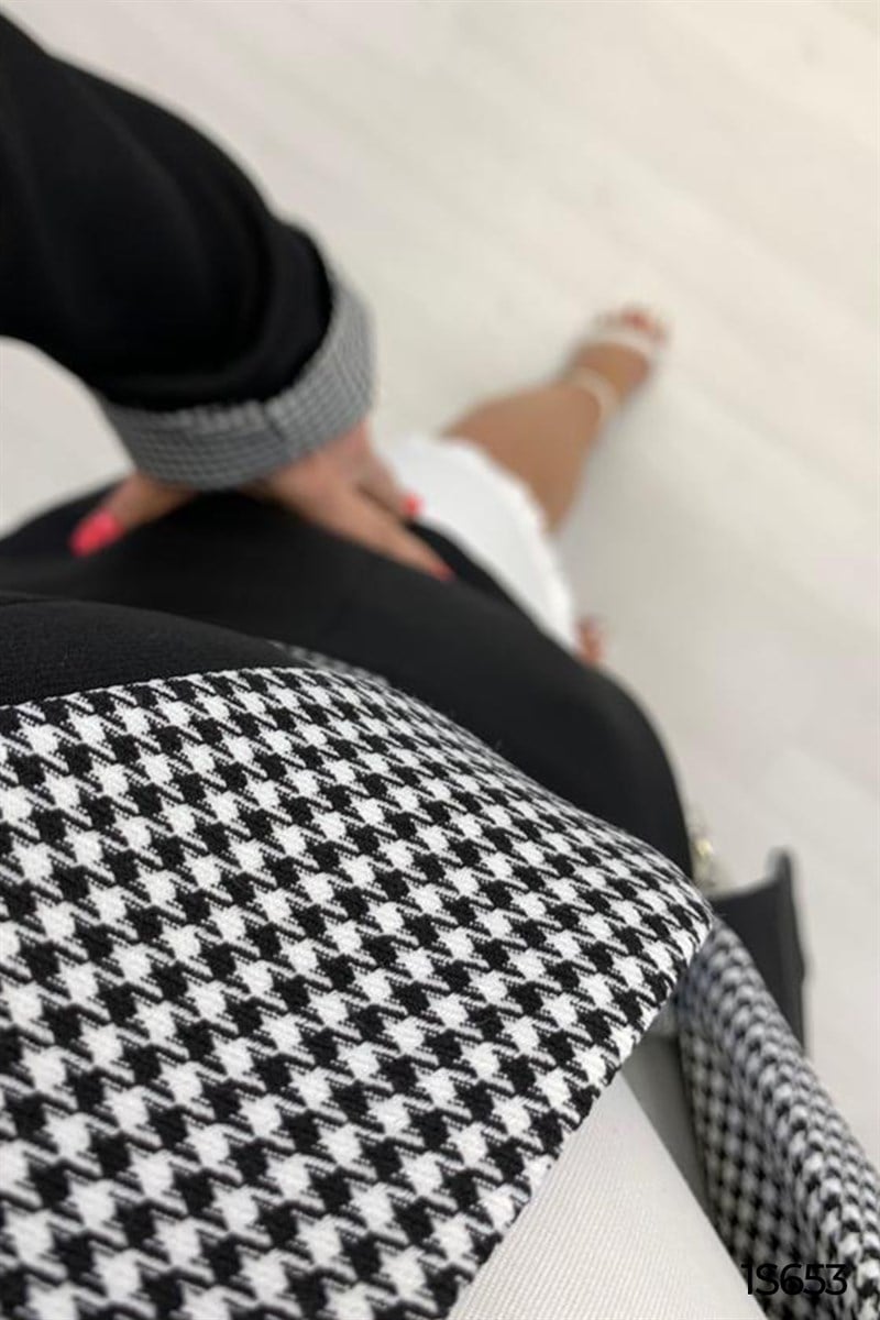 Kaz Ayağı Desenli Blazer Ceket