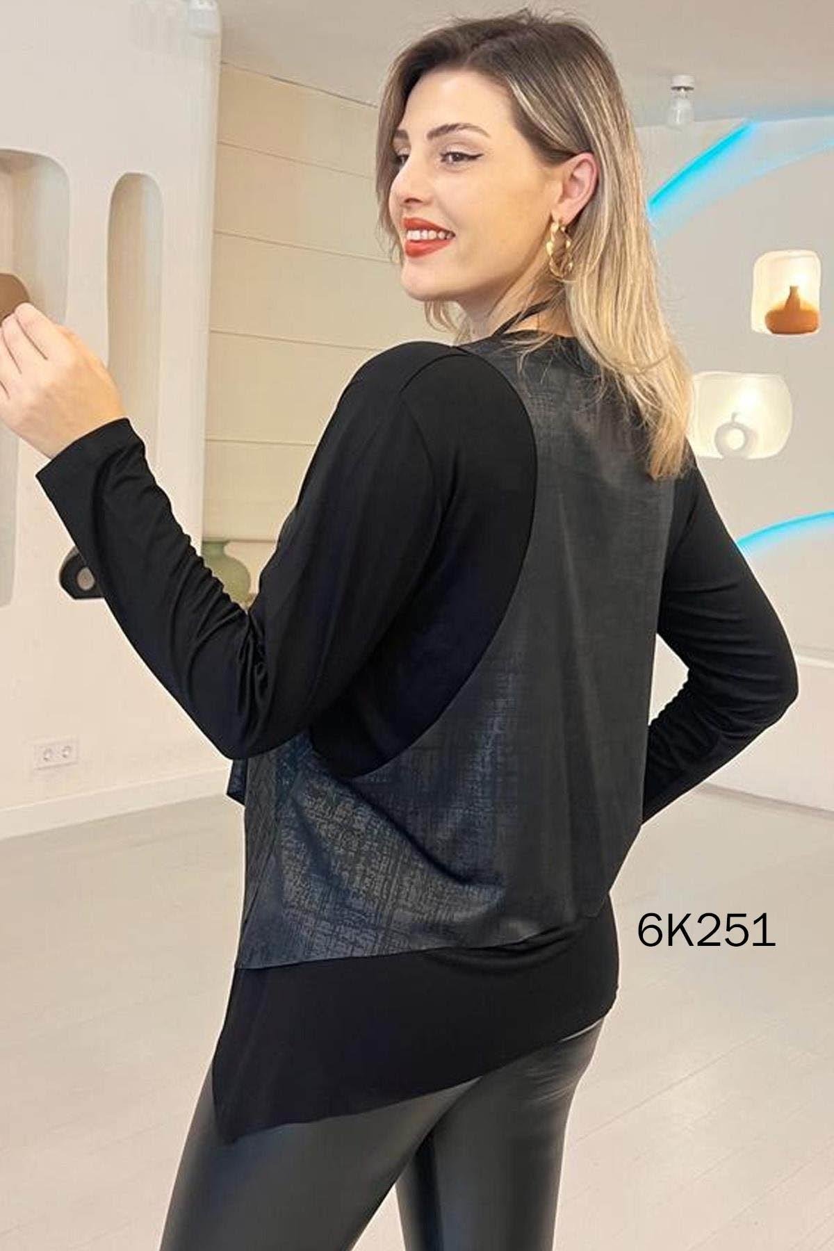 Kolye Hediyeli Yelekli Bluz