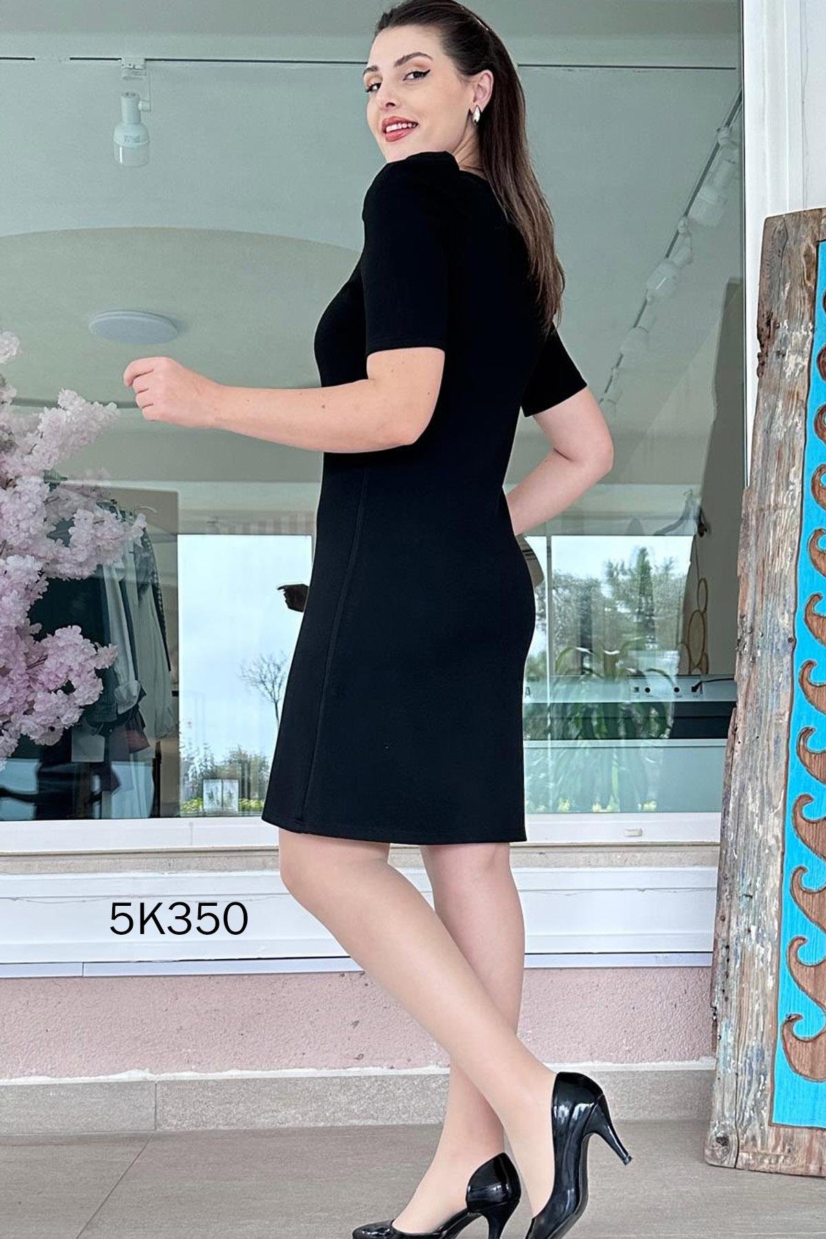 Kuş Gözü Detay Çelik Kumaş Elbise