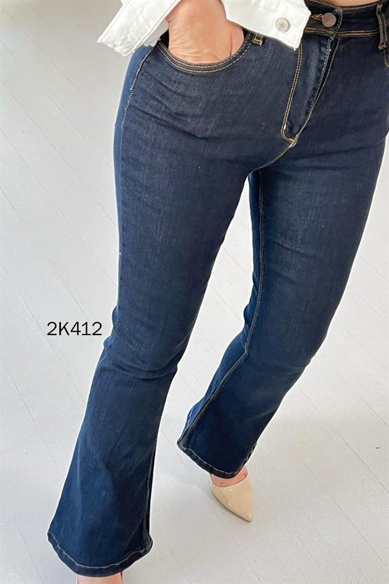 Likralı İspanyol Paça Kot Pantolon