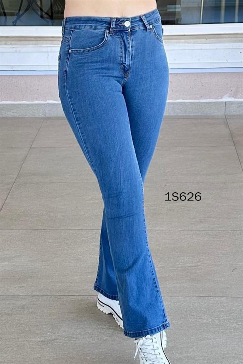 Likralı Kot İspanyol Paça Pantolon