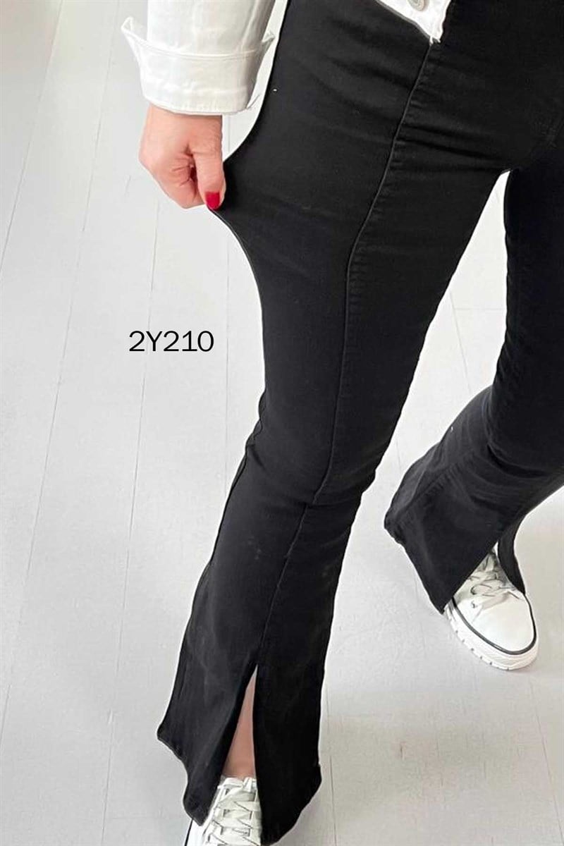 Likralı Paçası Yırtmaçlı İspanyol Paça Kot Pantolon