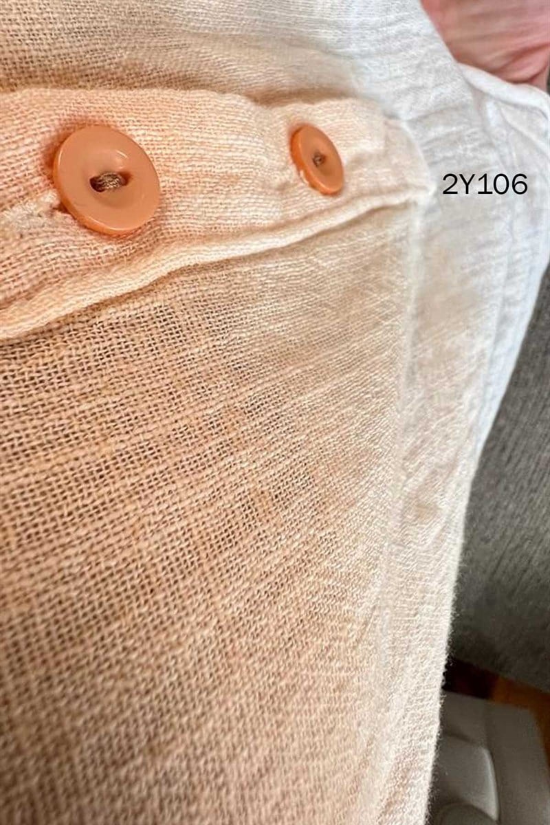 Önden Yarım Düğmeli Batik Gömlek