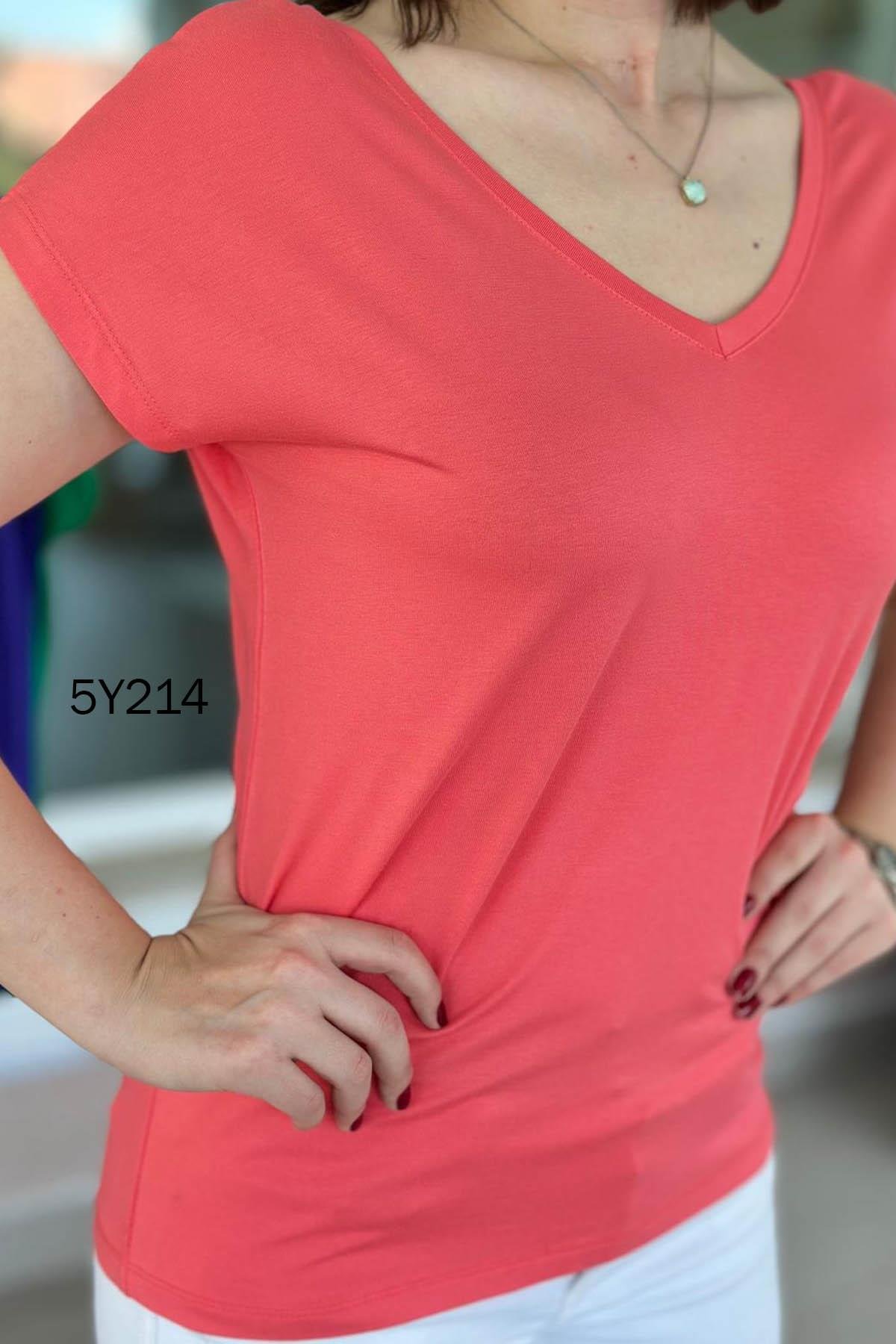 Önü Arkası V Bambu Tshirt