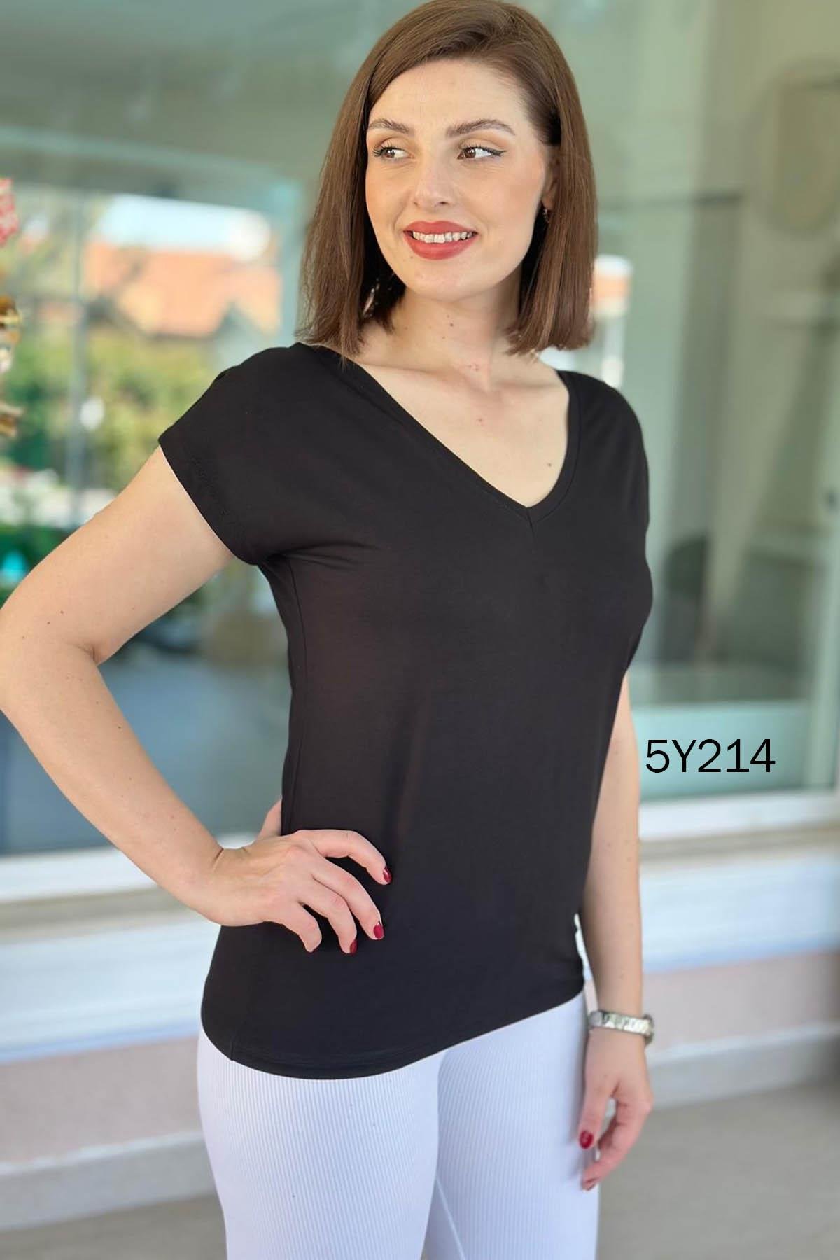 Önü Arkası V Bambu Tshirt