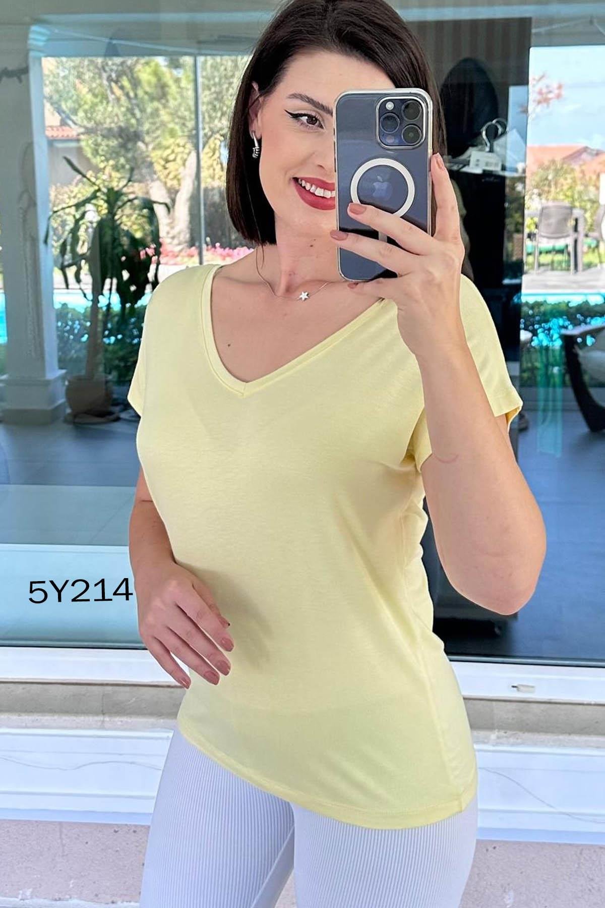 Önü Arkası V Bambu Tshirt