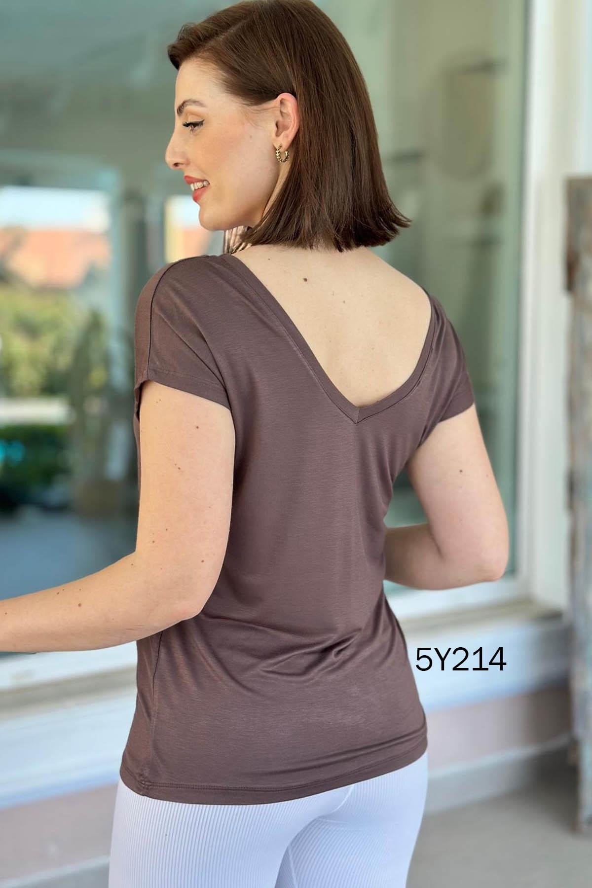 Önü Arkası V Bambu Tshirt