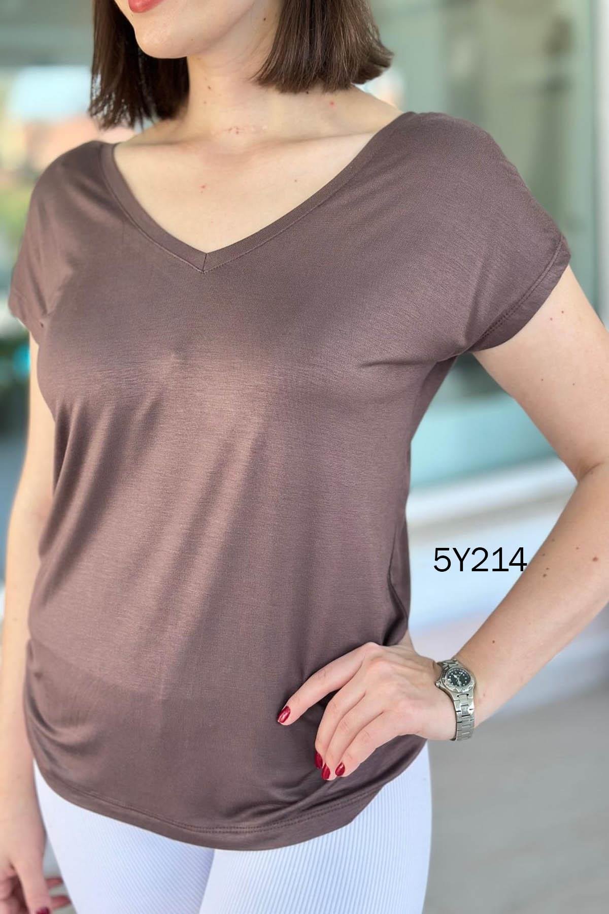 Önü Arkası V Bambu Tshirt