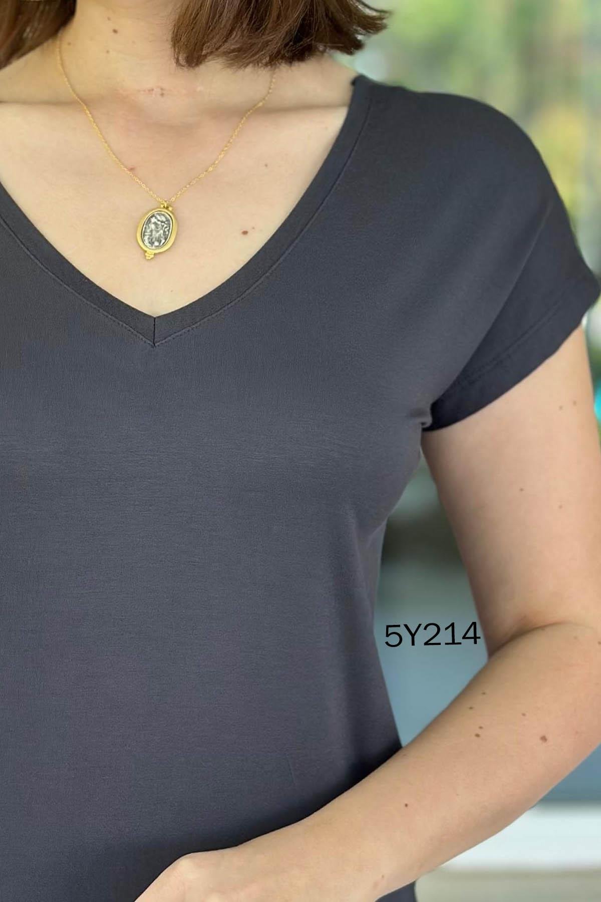 Önü Arkası V Bambu Tshirt