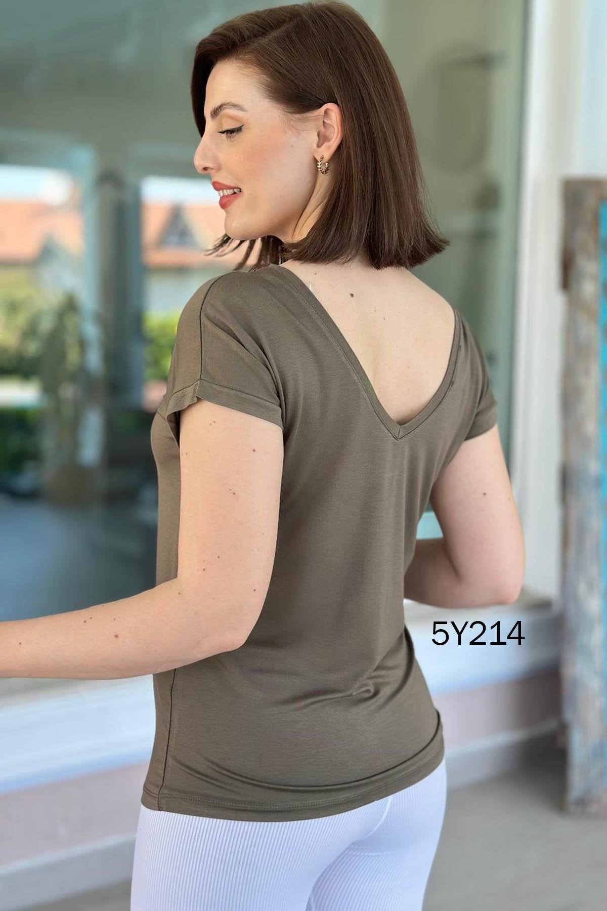 Önü Arkası V Bambu Tshirt