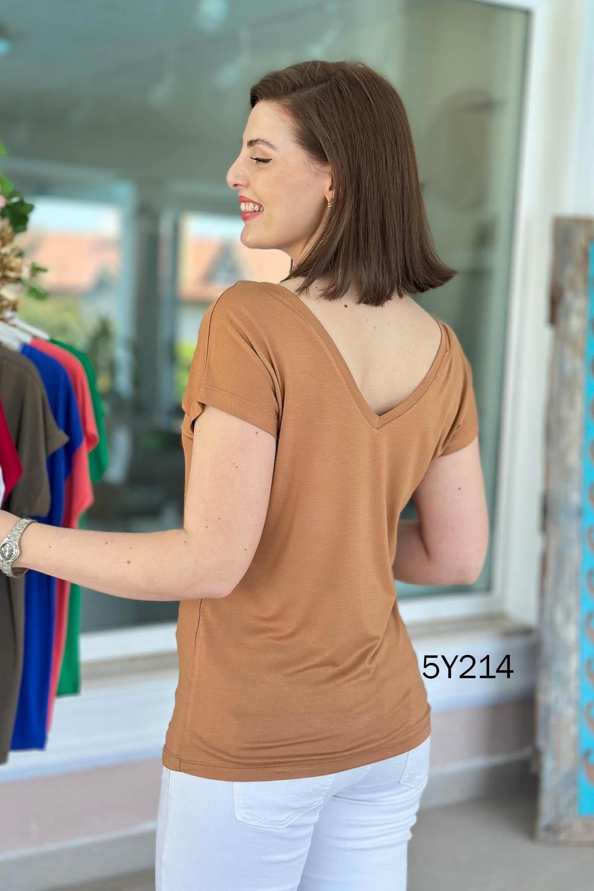 Önü Arkası V Bambu Tshirt