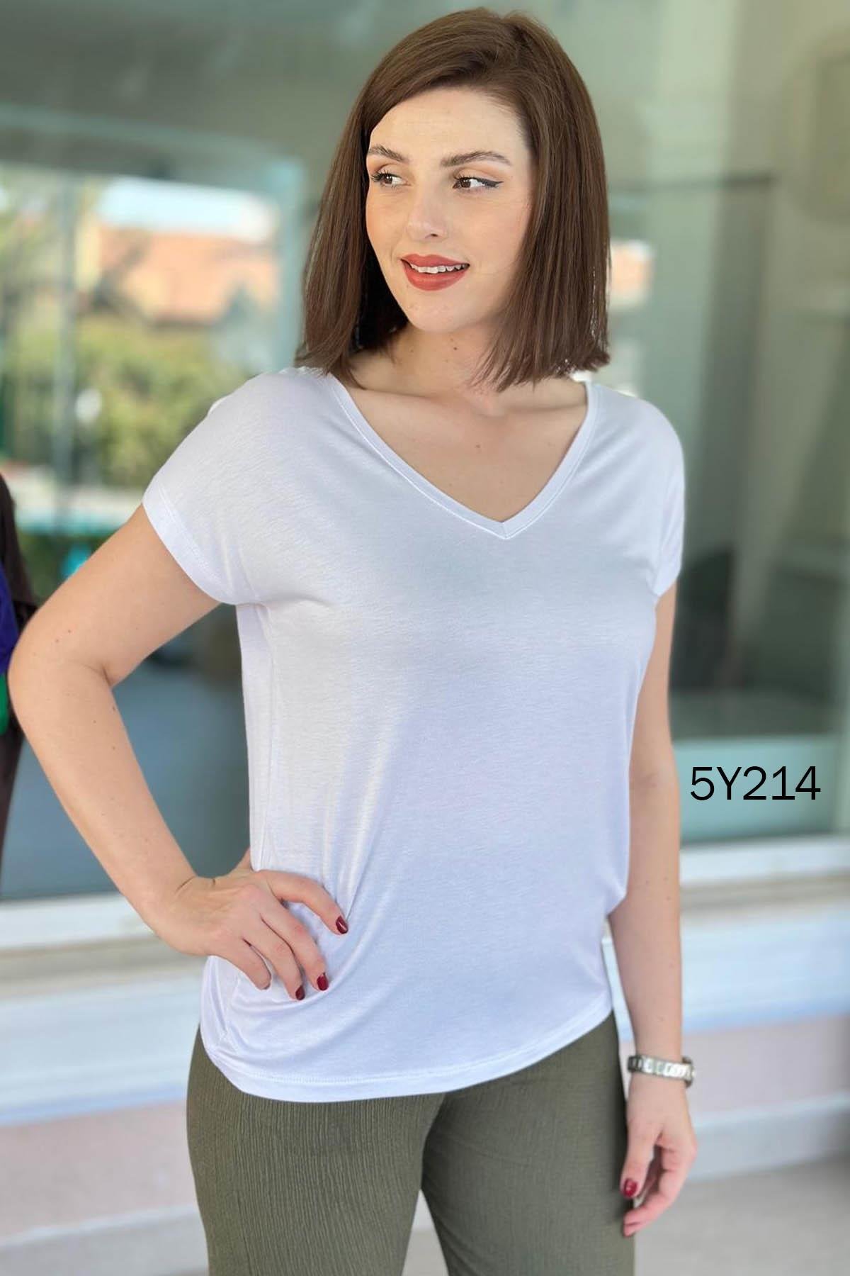 Önü Arkası V Bambu Tshirt