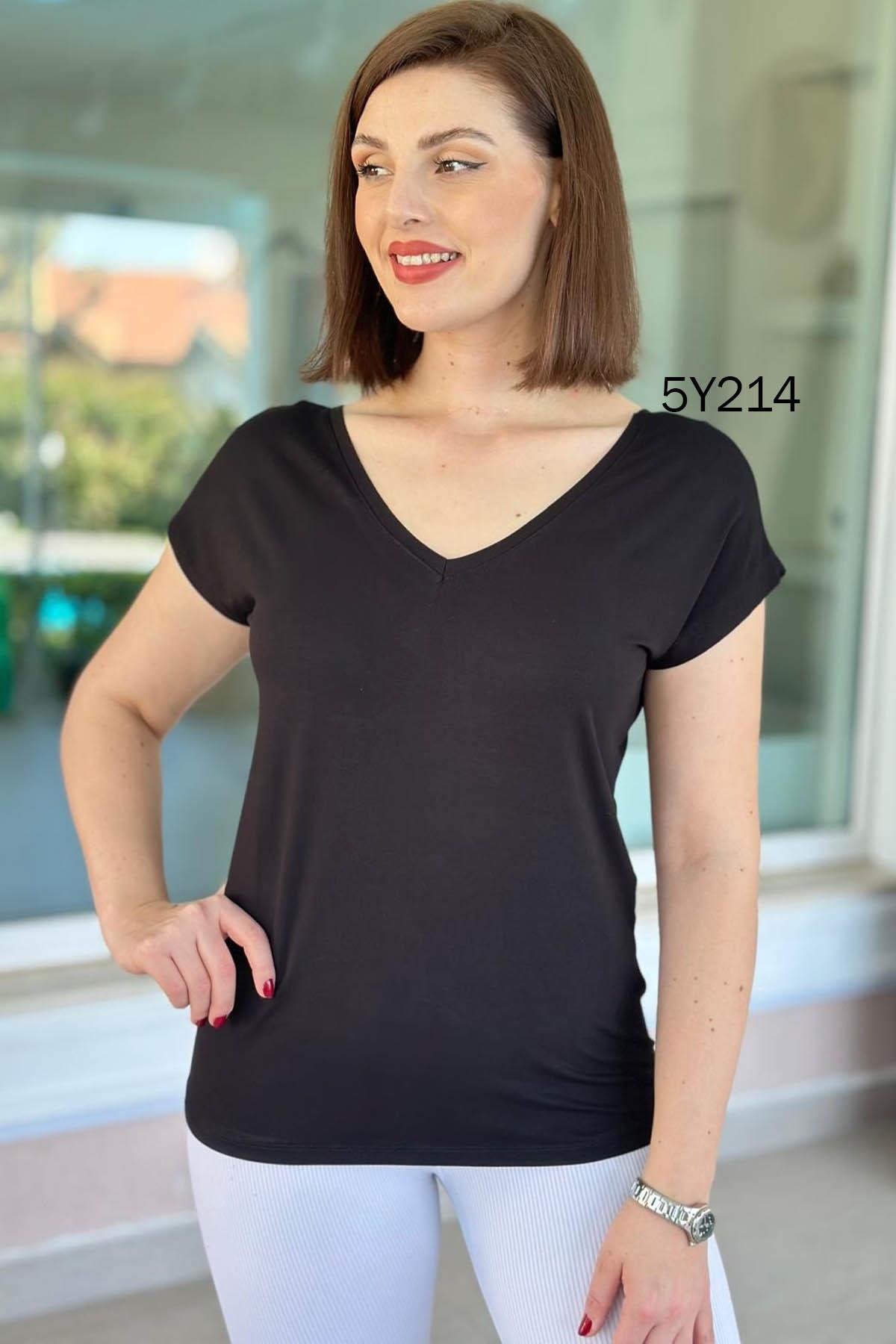 Önü Arkası V Bambu Tshirt