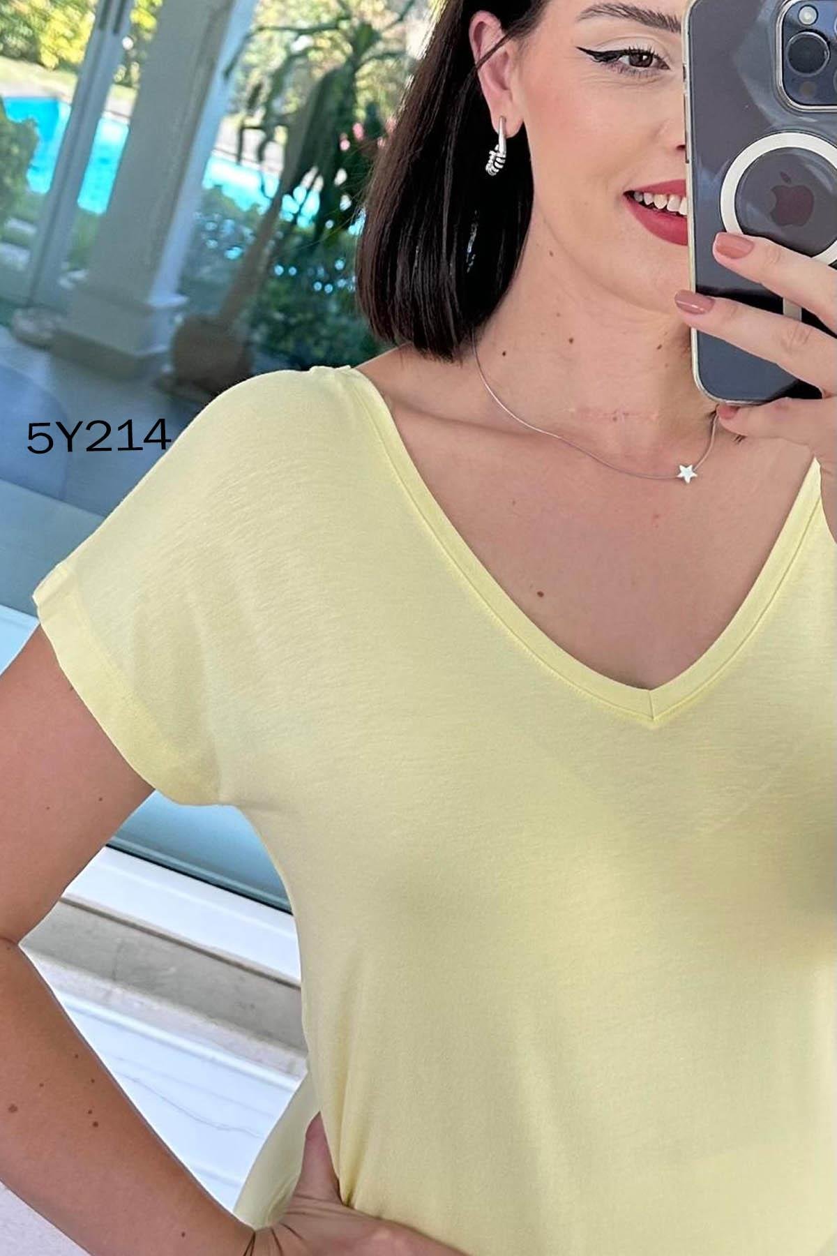 Önü Arkası V Bambu Tshirt