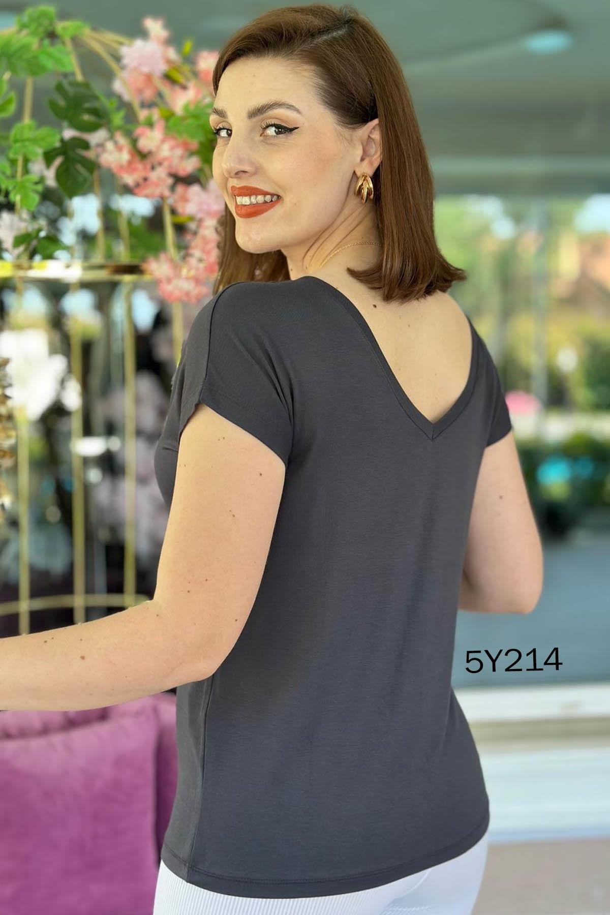 Önü Arkası V Bambu Tshirt