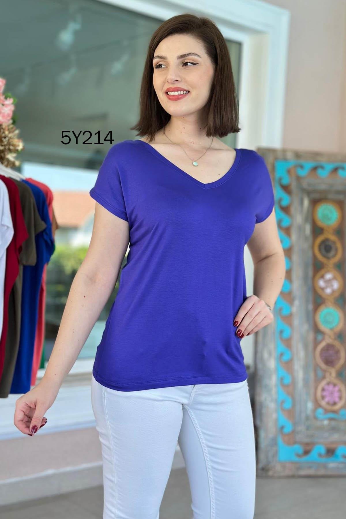 Önü Arkası V Bambu Tshirt