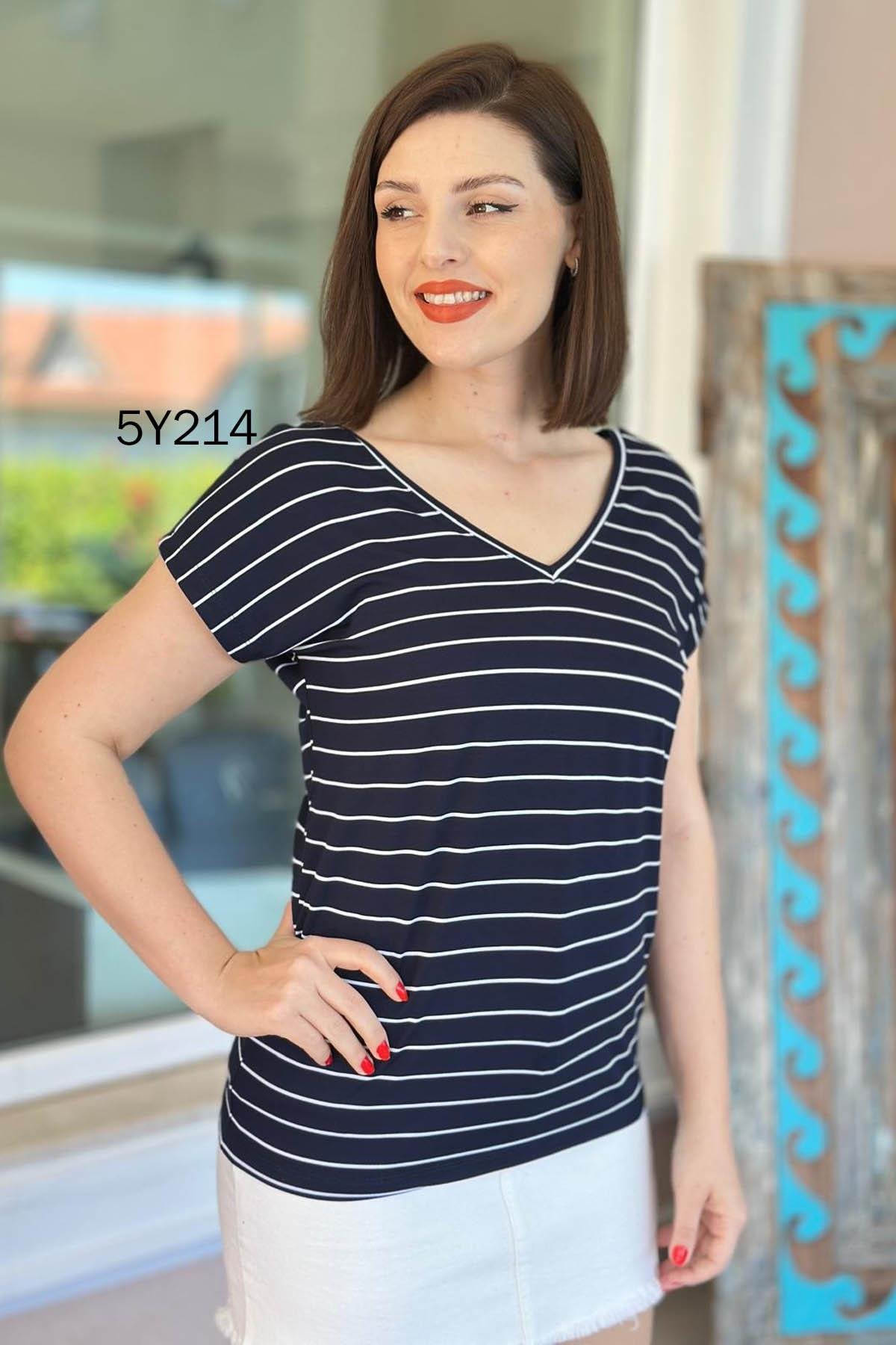 Önü Arkası V Bambu Tshirt