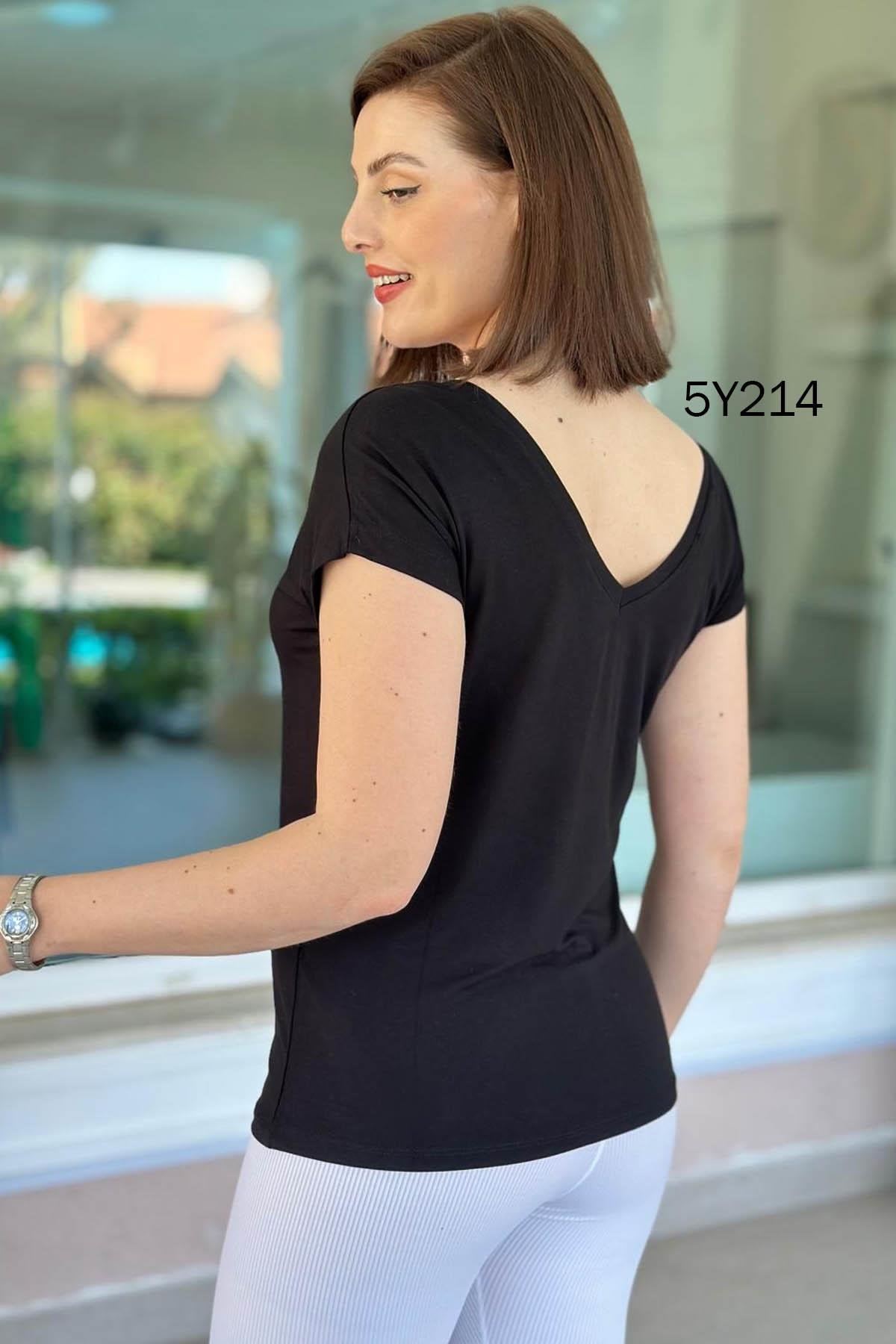 Önü Arkası V Bambu Tshirt