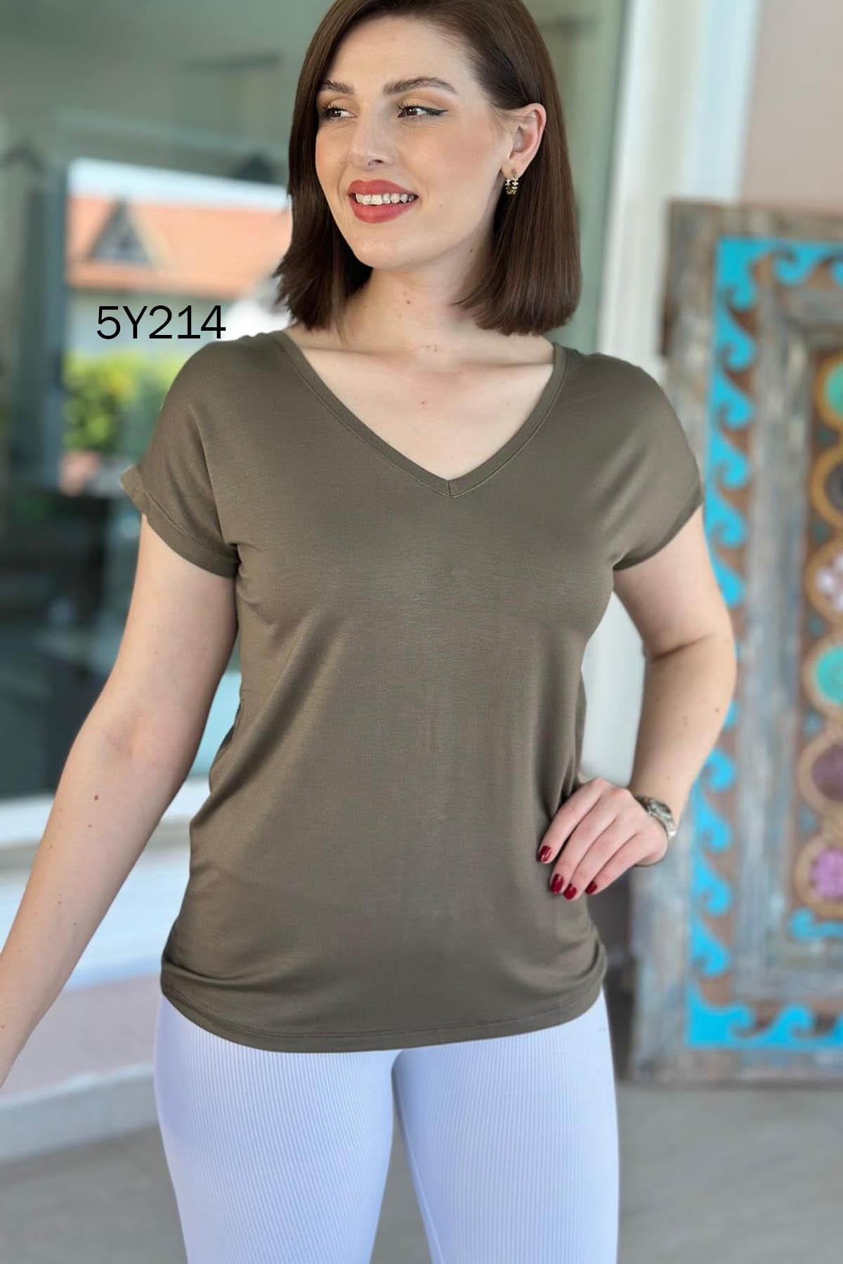 Önü Arkası V Bambu Tshirt