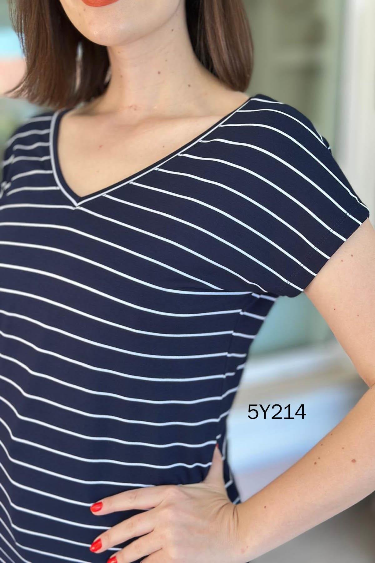 Önü Arkası V Bambu Tshirt