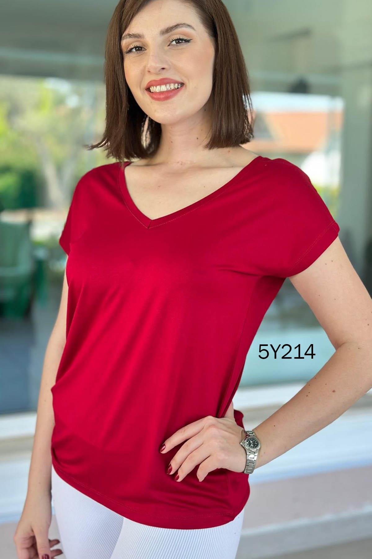 Önü Arkası V Bambu Tshirt