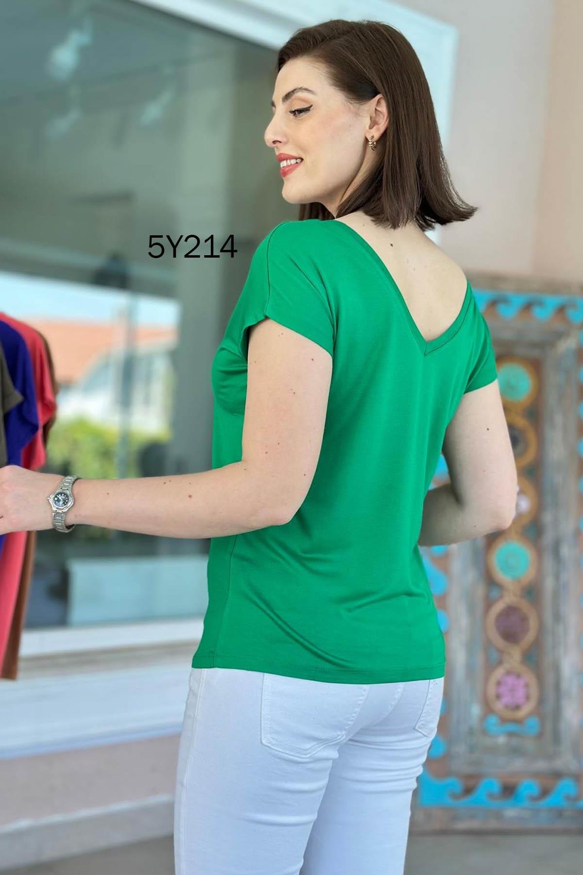 Önü Arkası V Bambu Tshirt