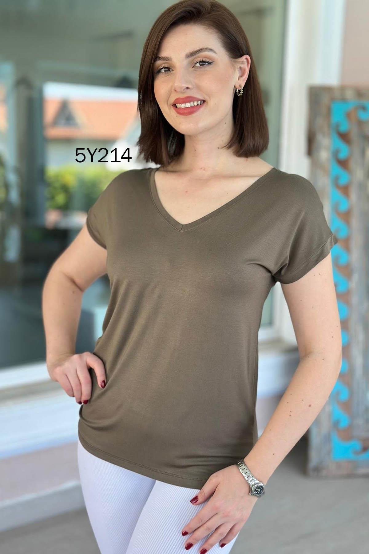 Önü Arkası V Bambu Tshirt