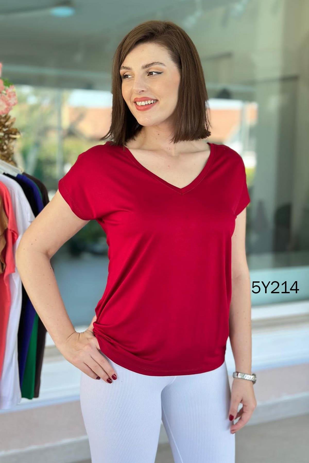 Önü Arkası V Bambu Tshirt