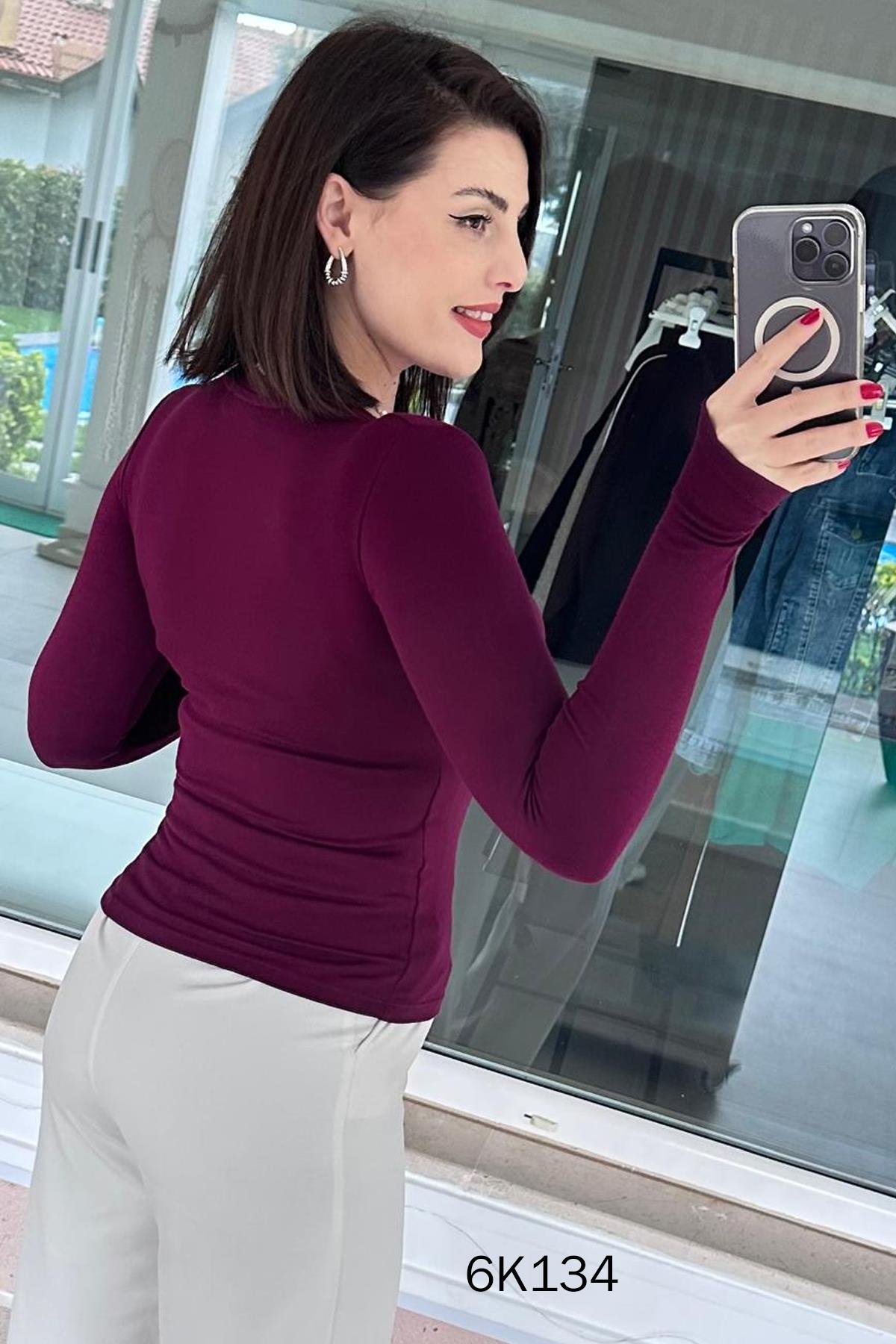 Parmak Geçmeli Likralı Kumaş Body