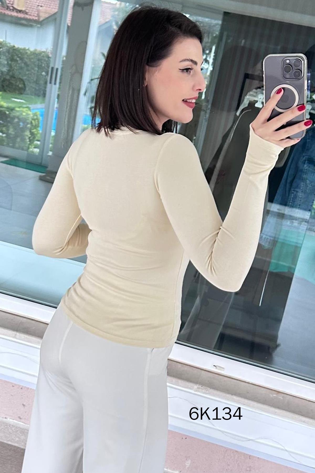 Parmak Geçmeli Likralı Kumaş Body