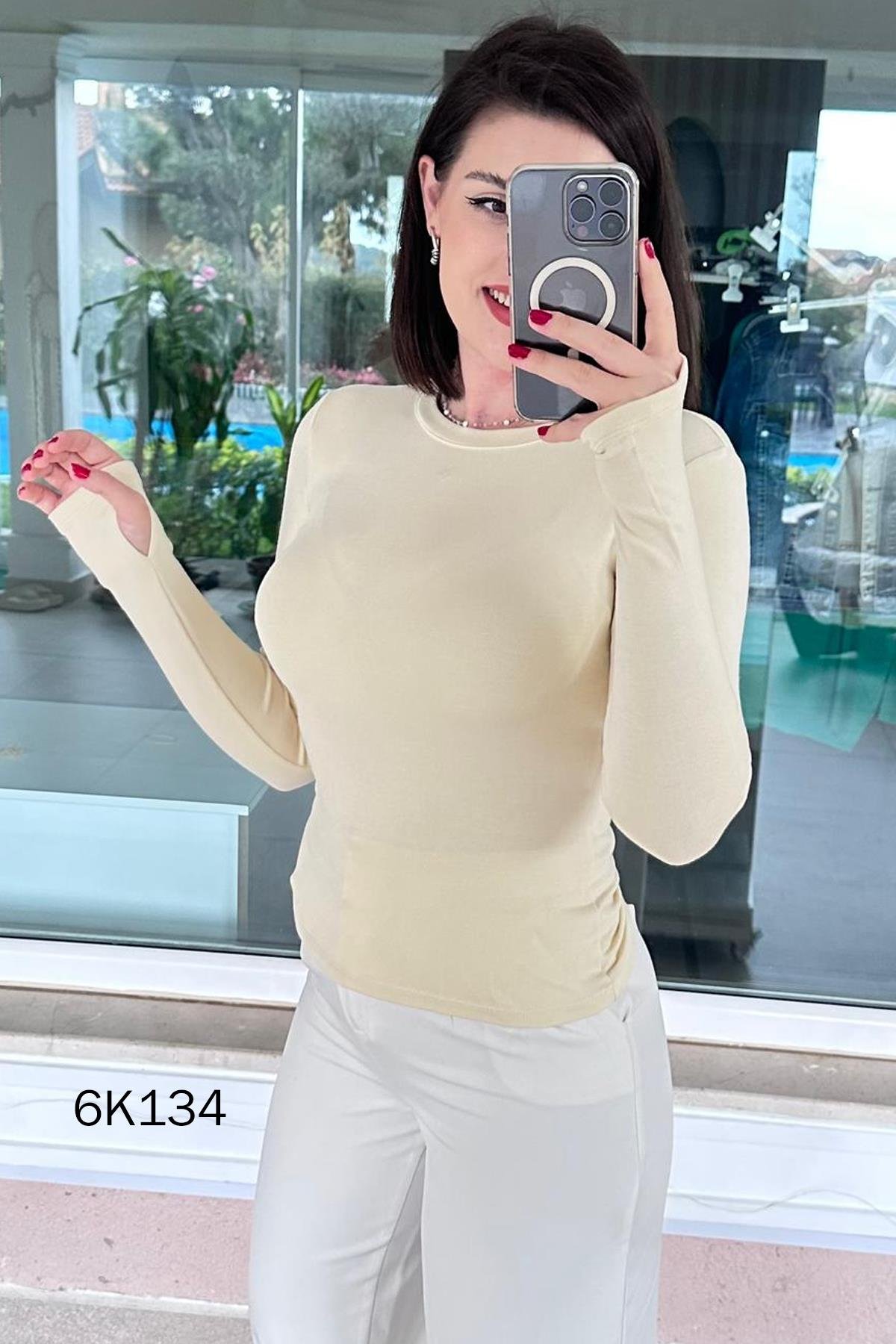 Parmak Geçmeli Likralı Kumaş Body