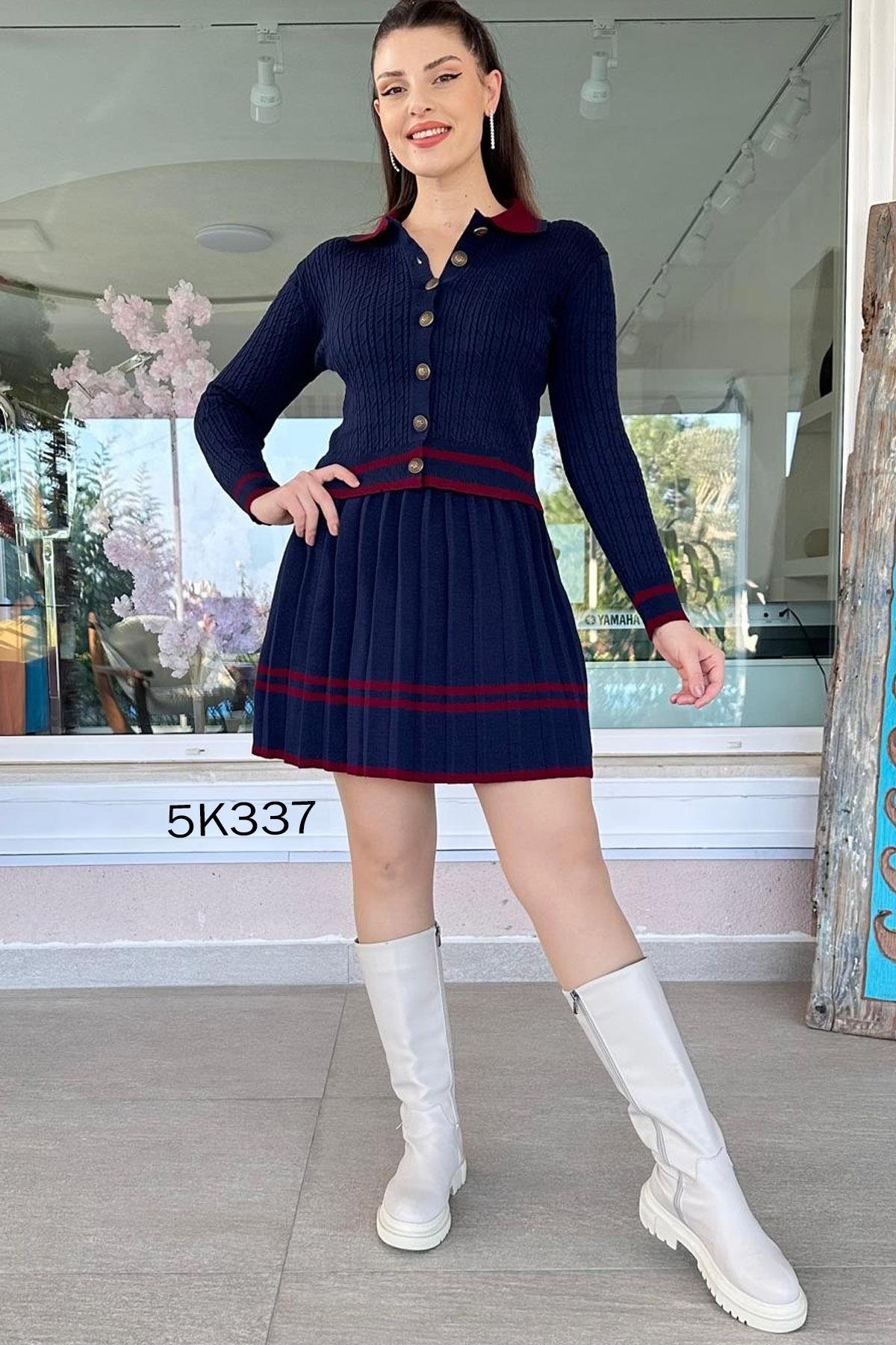Polo Yaka Piliseli Triko Takım