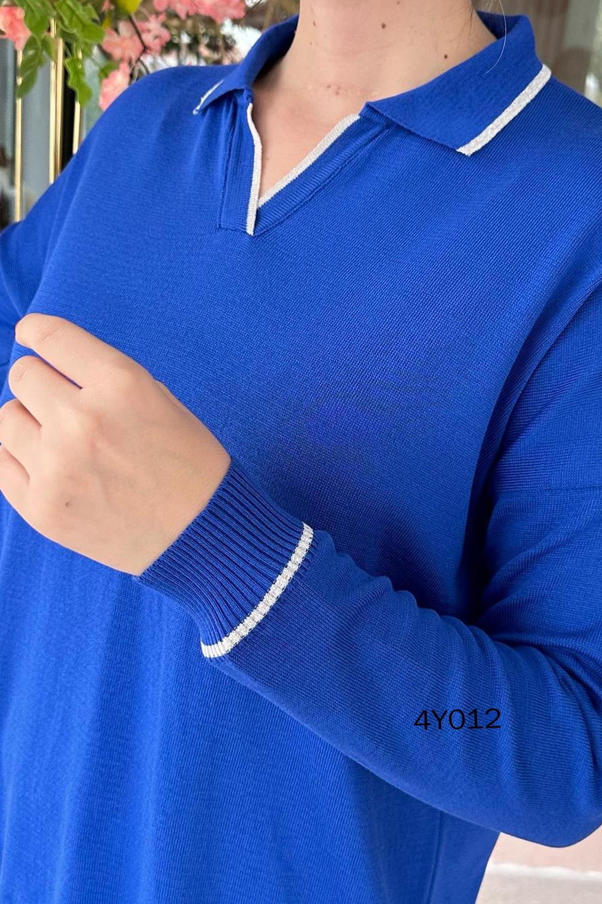 Polo Yaka Simli Triko Bluz