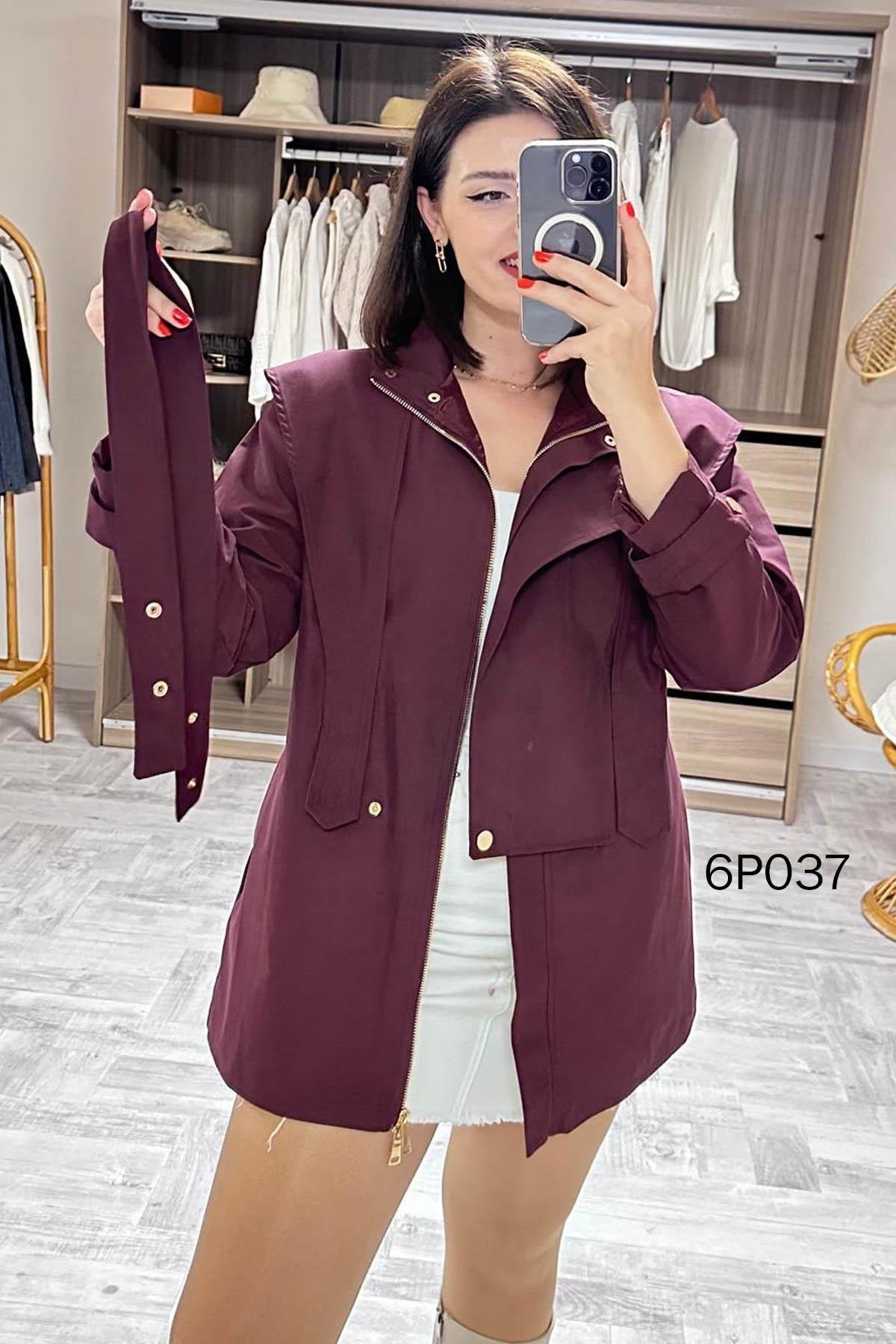 Prive Seri Çıtçıt Kemerli Kısa Trençkot