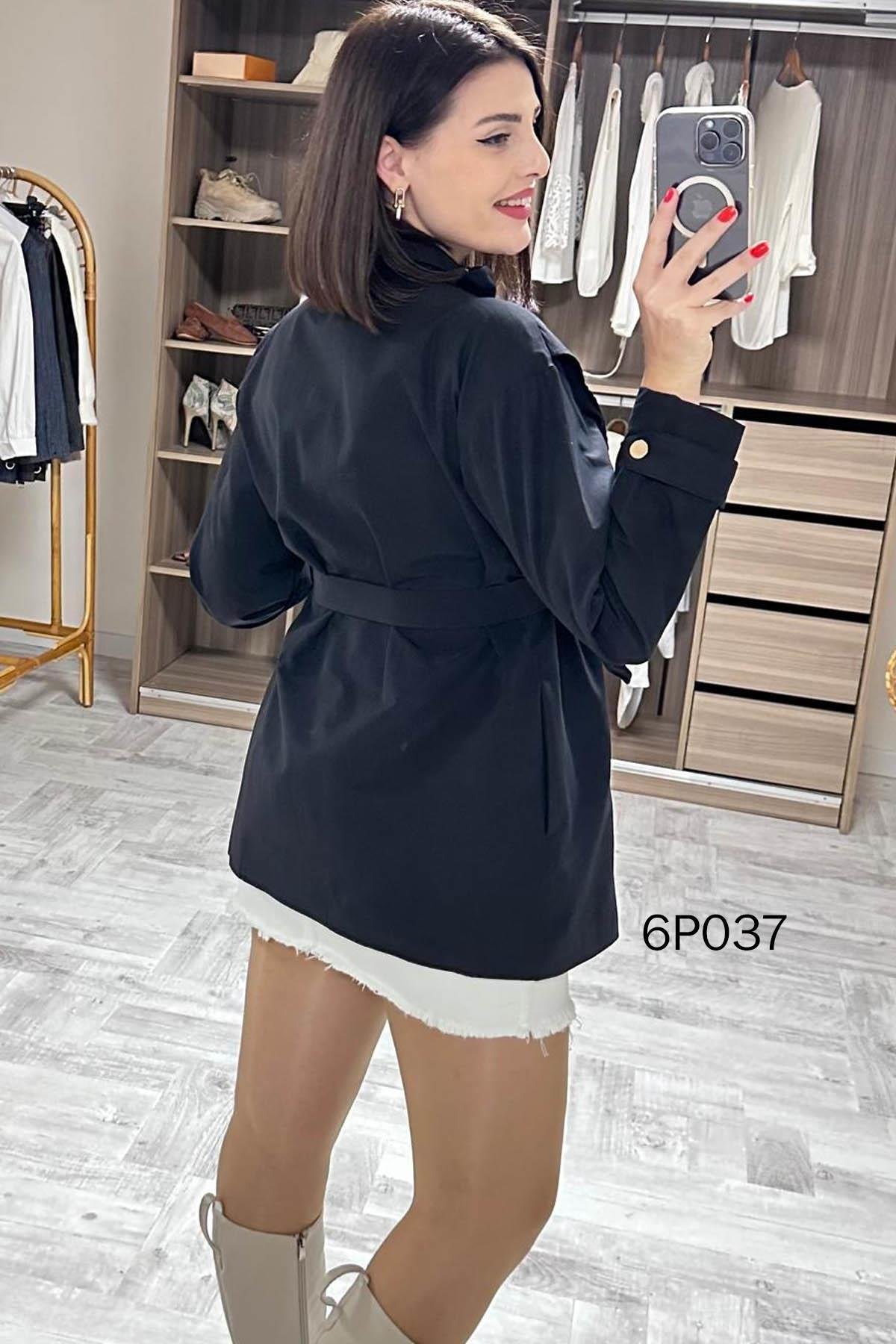 Prive Seri Çıtçıt Kemerli Kısa Trençkot