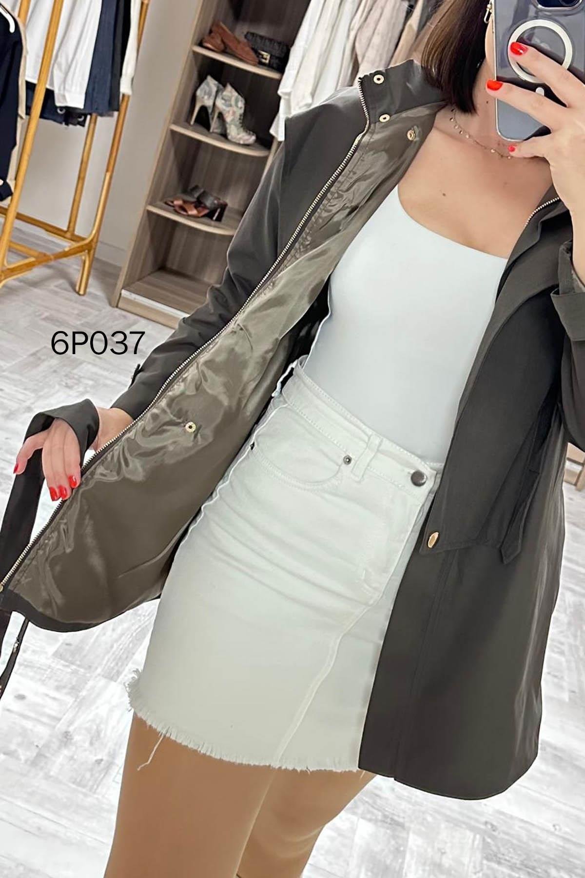 Prive Seri Çıtçıt Kemerli Kısa Trençkot