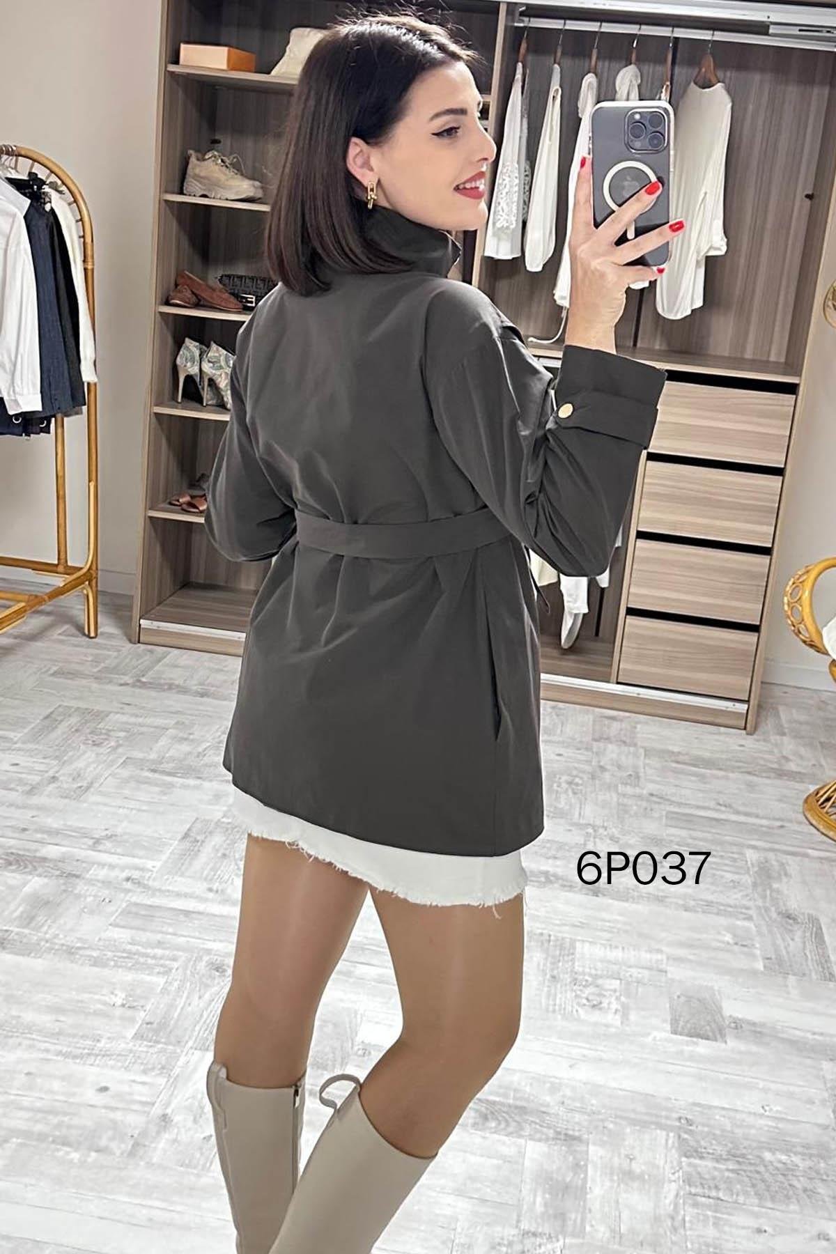 Prive Seri Çıtçıt Kemerli Kısa Trençkot