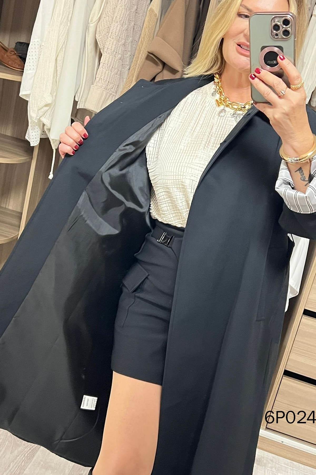 Prive Seri Düğme Detay Cotton Trençkot