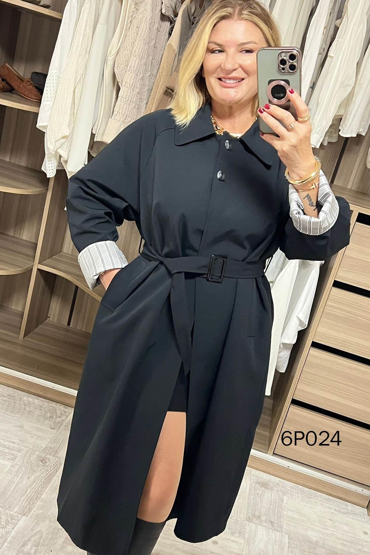 Prive Seri Düğme Detay Cotton Trençkot