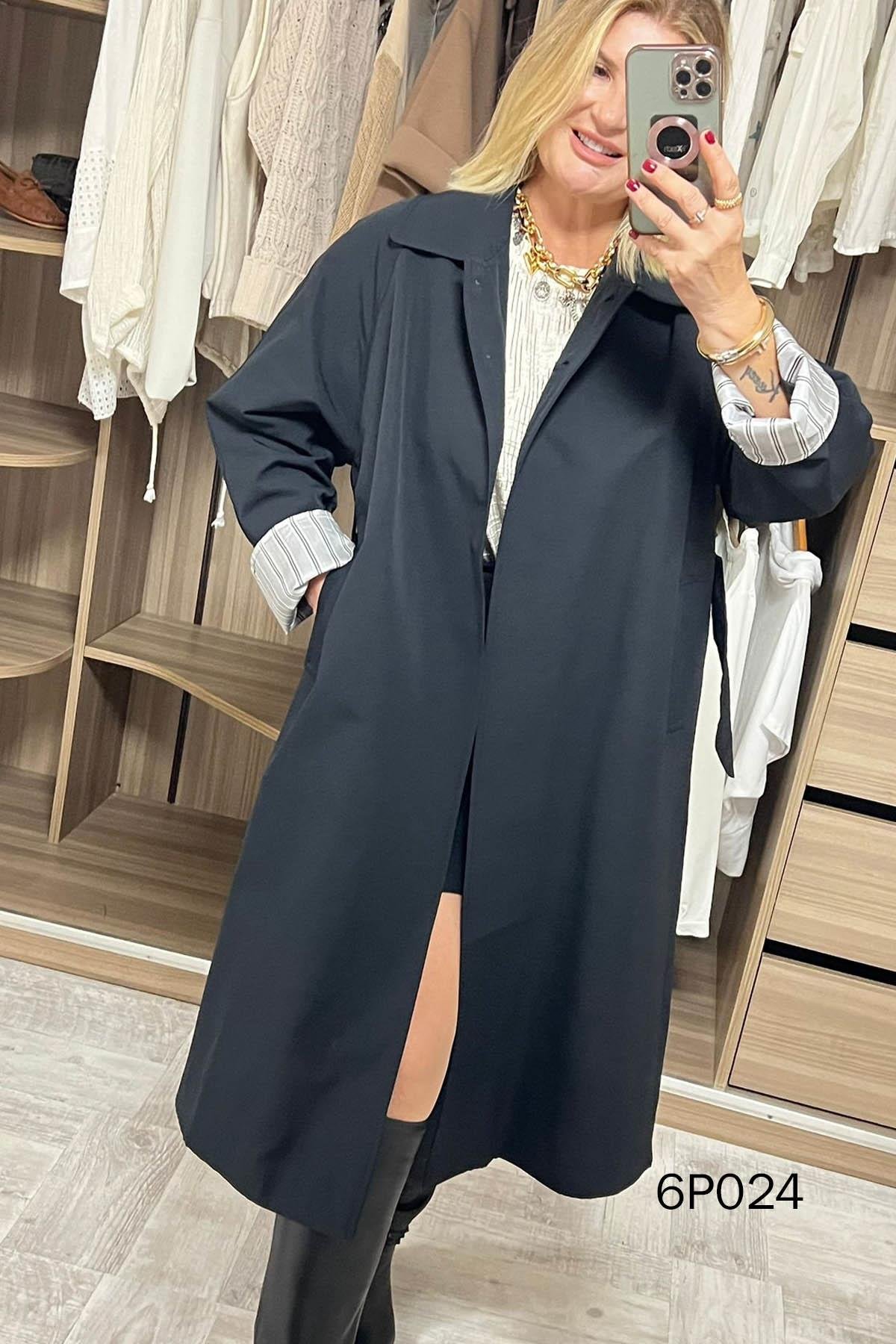 Prive Seri Düğme Detay Cotton Trençkot