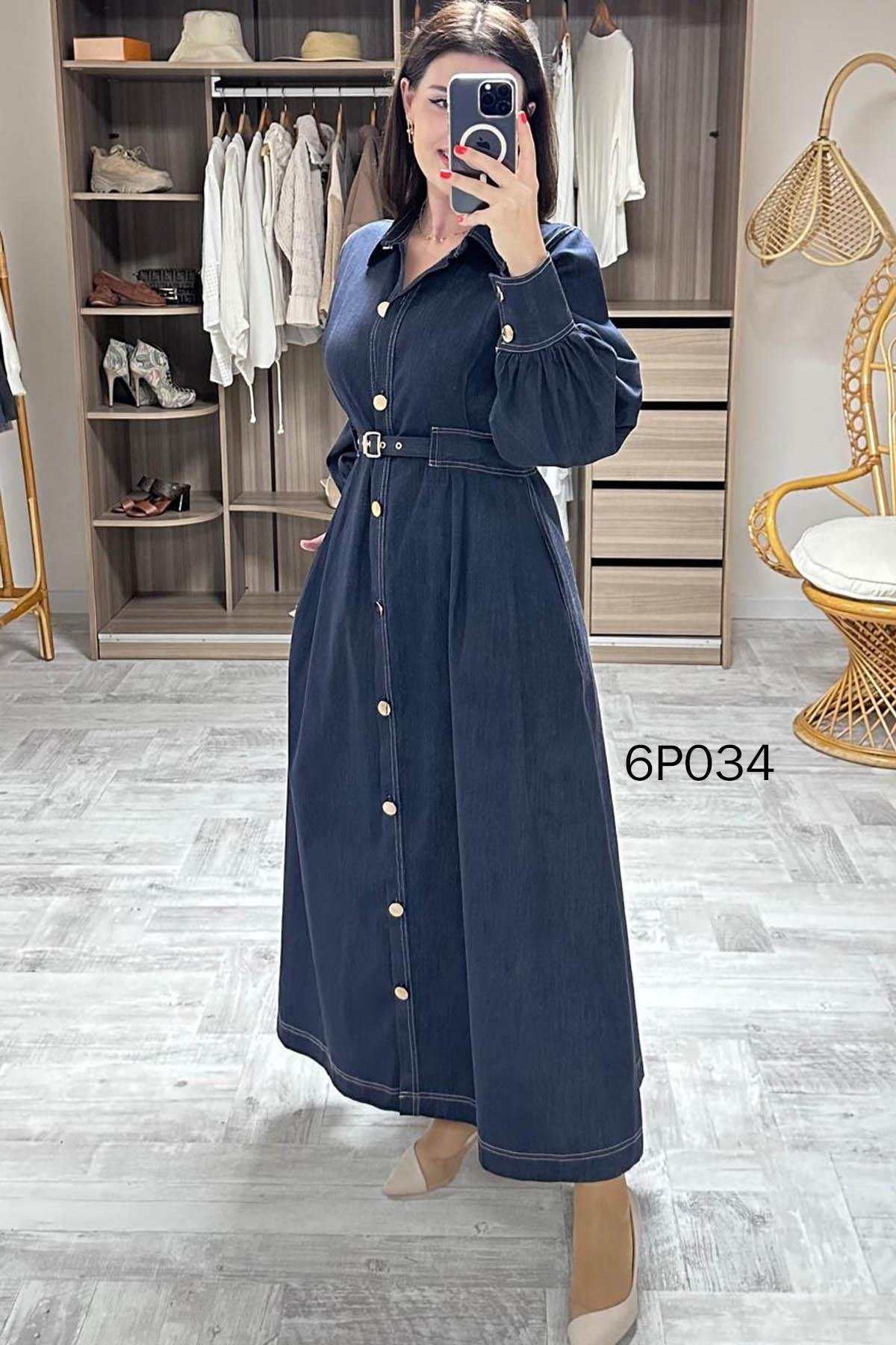 Prive Seri Kemerli Kot Elbise