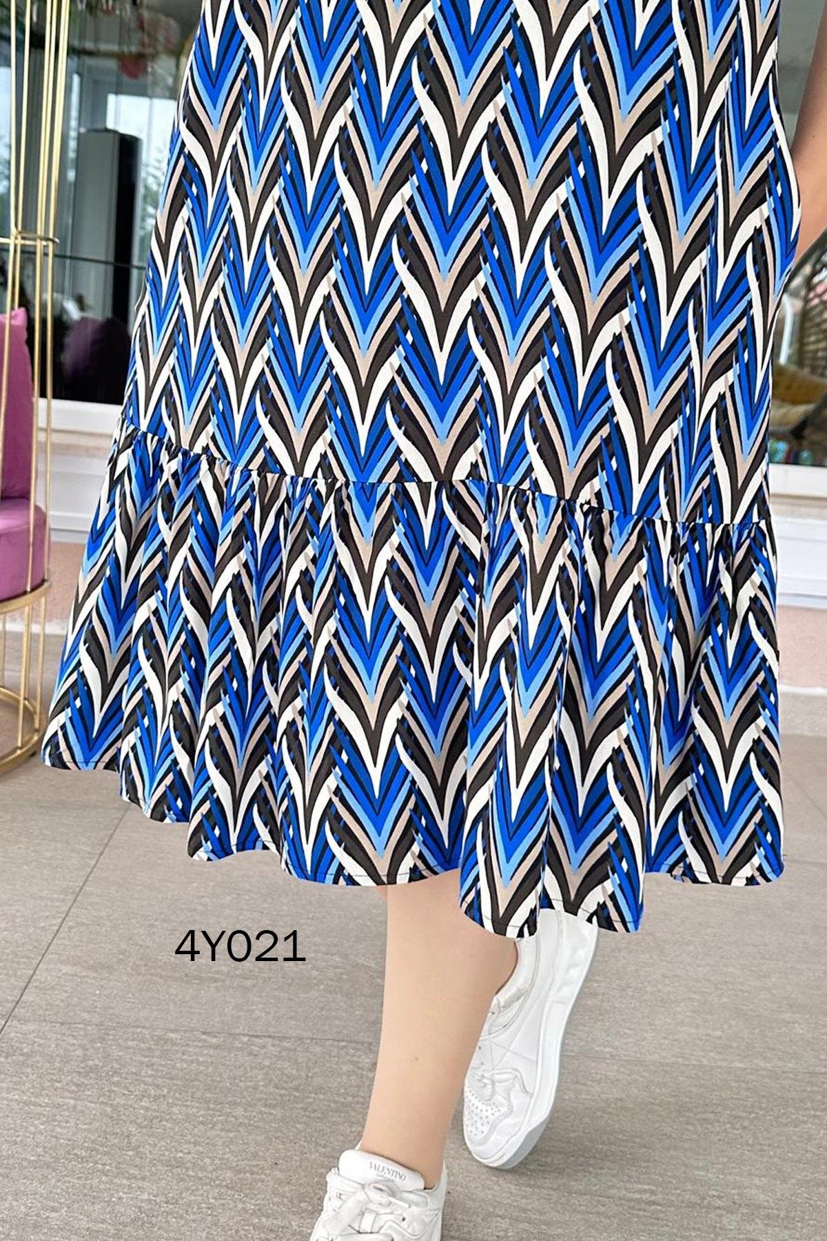 Sıfır Kol Dokuma Viskon Elbise