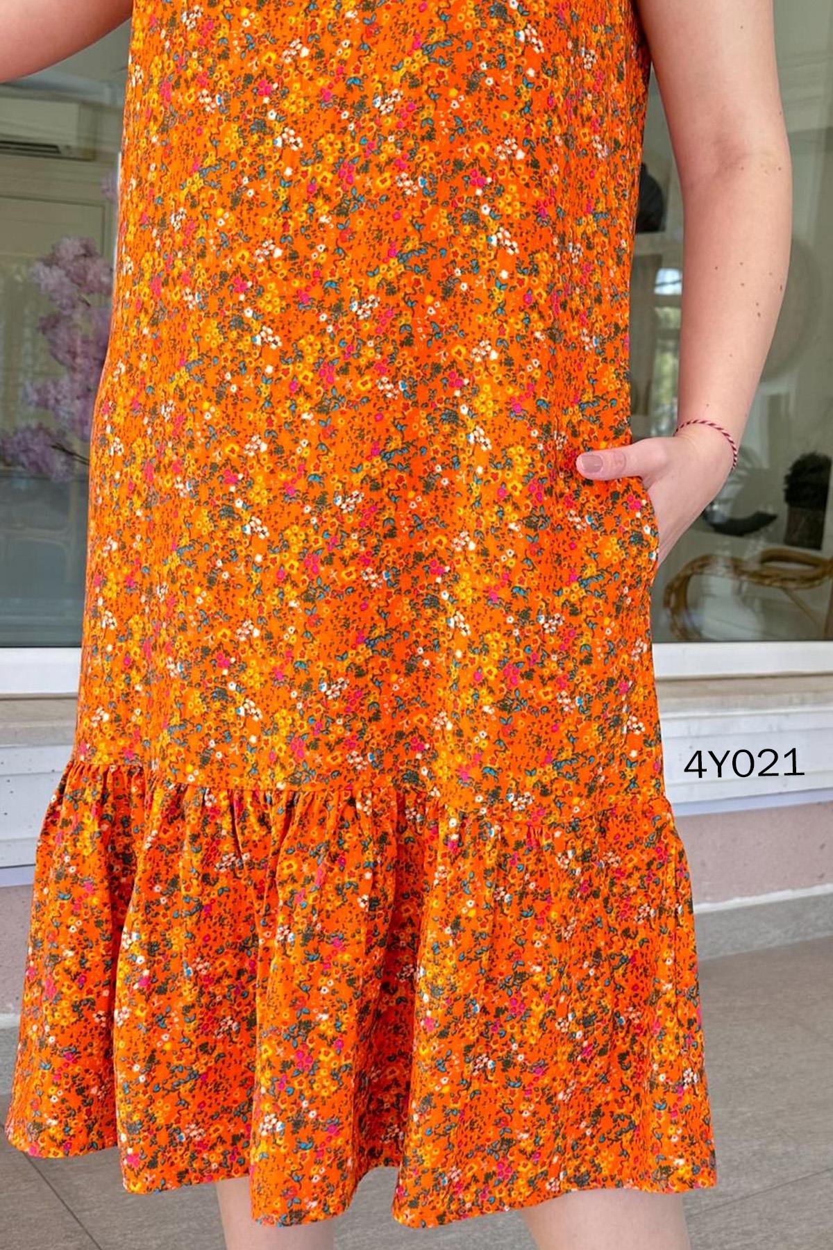 Sıfır Kol Dokuma Viskon Elbise