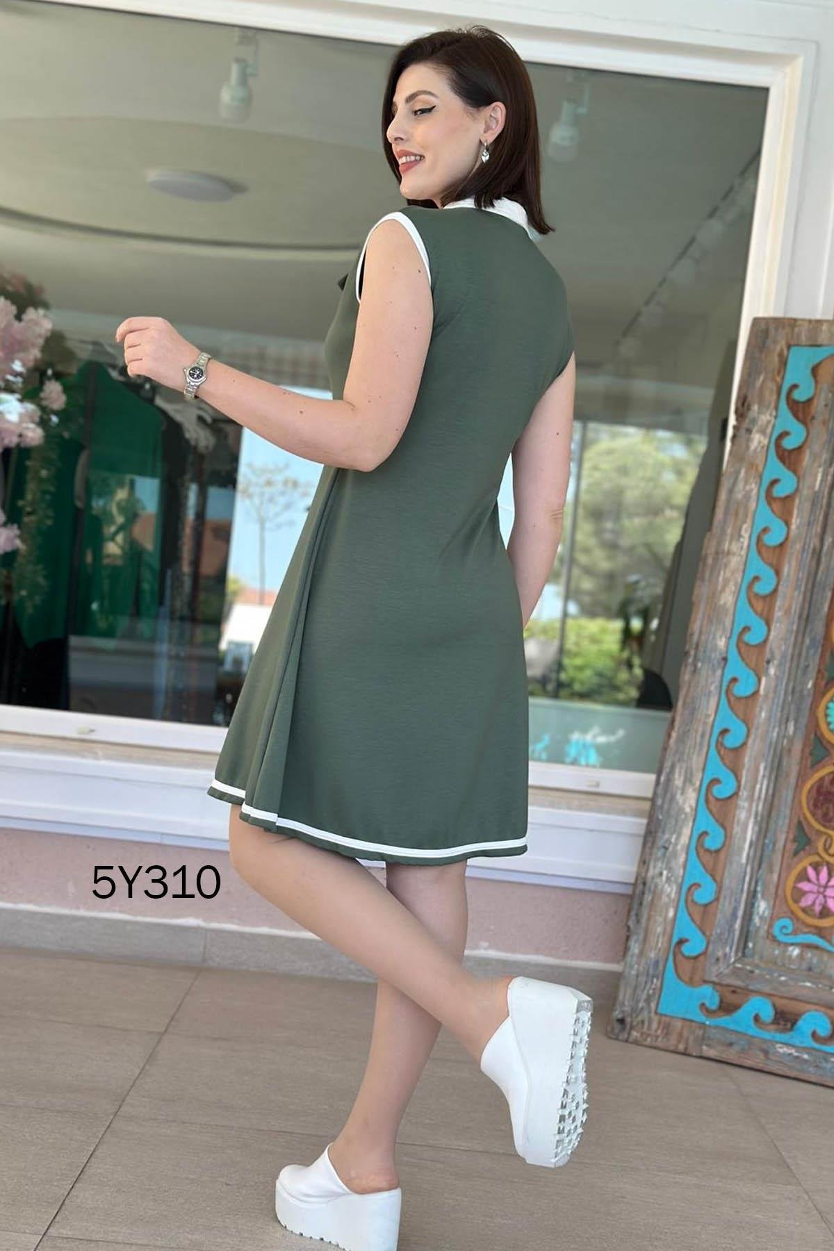 Sıfır Kol Polo Yaka Modal Elbise
