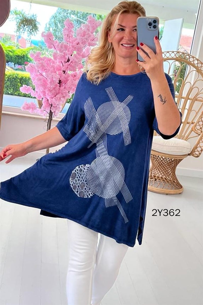 Taş Baskılı Yıkamalı Kumaş Tunik