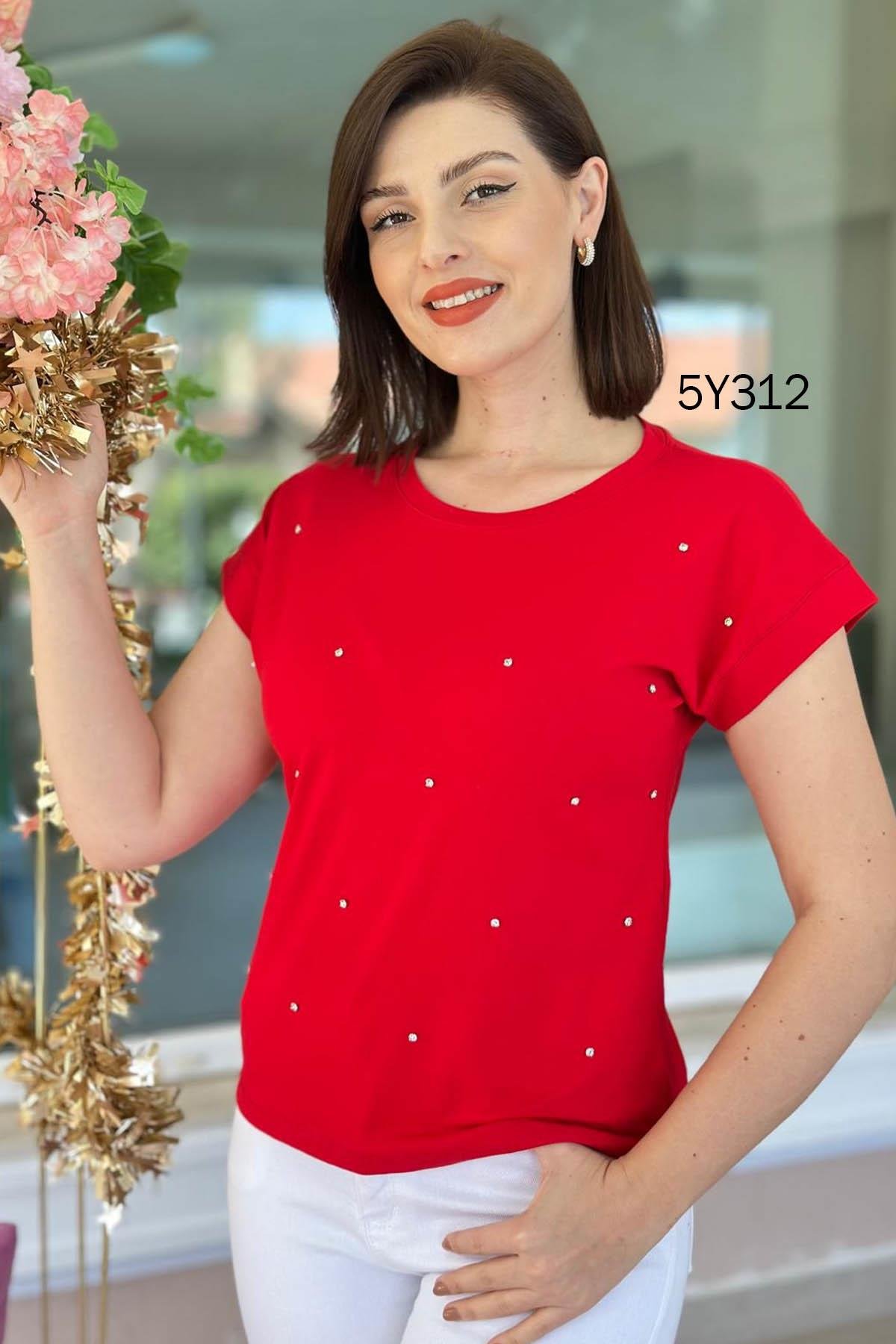 Taş İşlemeli Pamuk Süprem Tshirt