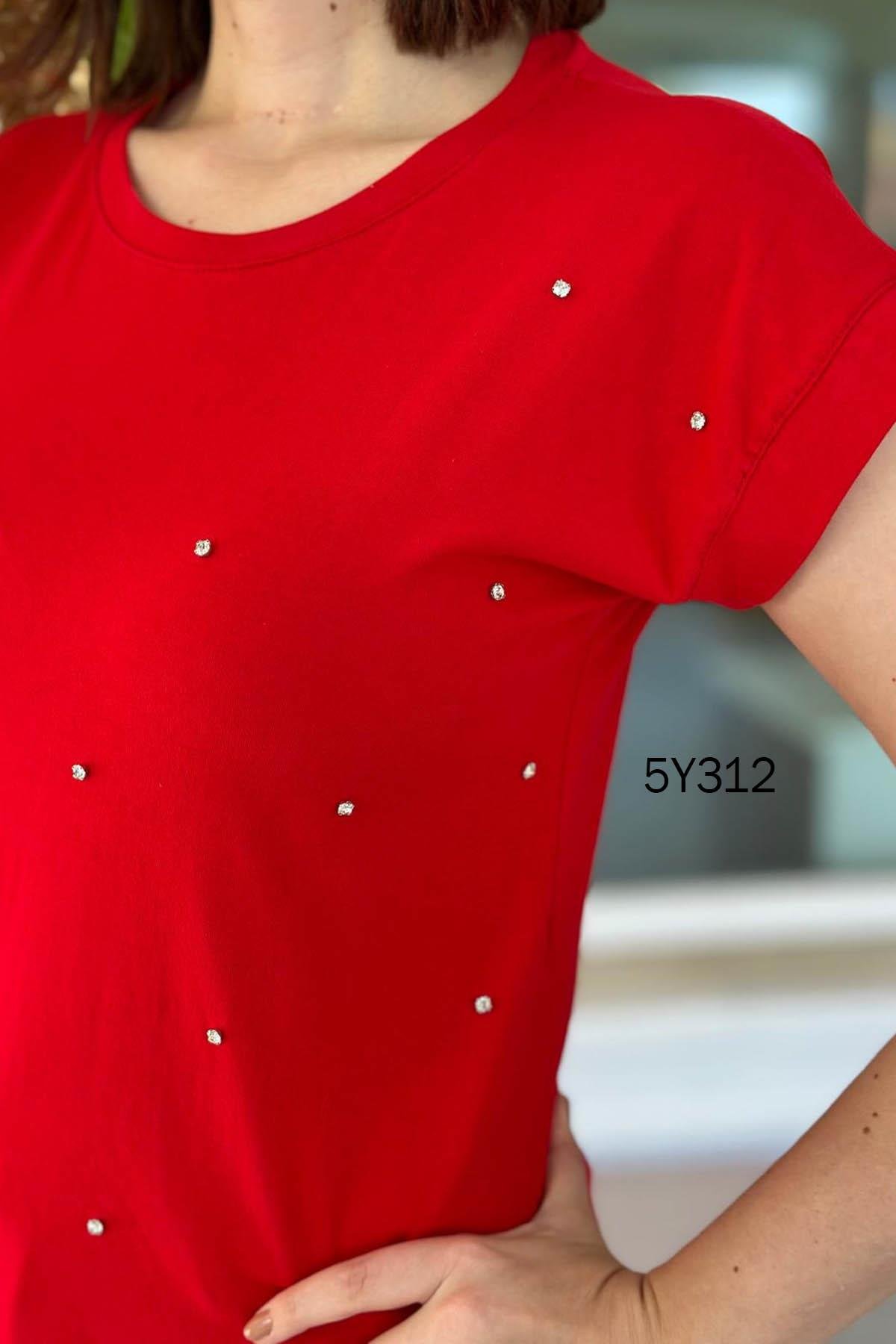 Taş İşlemeli Pamuk Süprem Tshirt