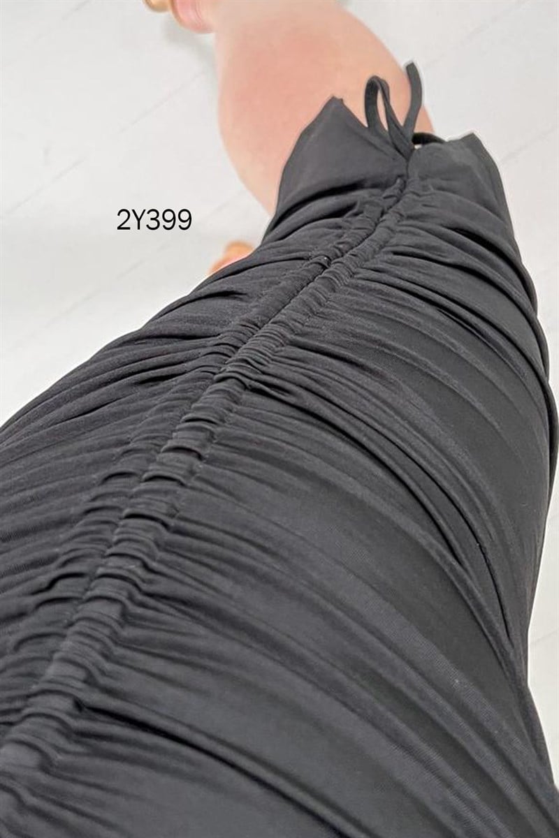 Tek Omuz Büzgülü Elbise