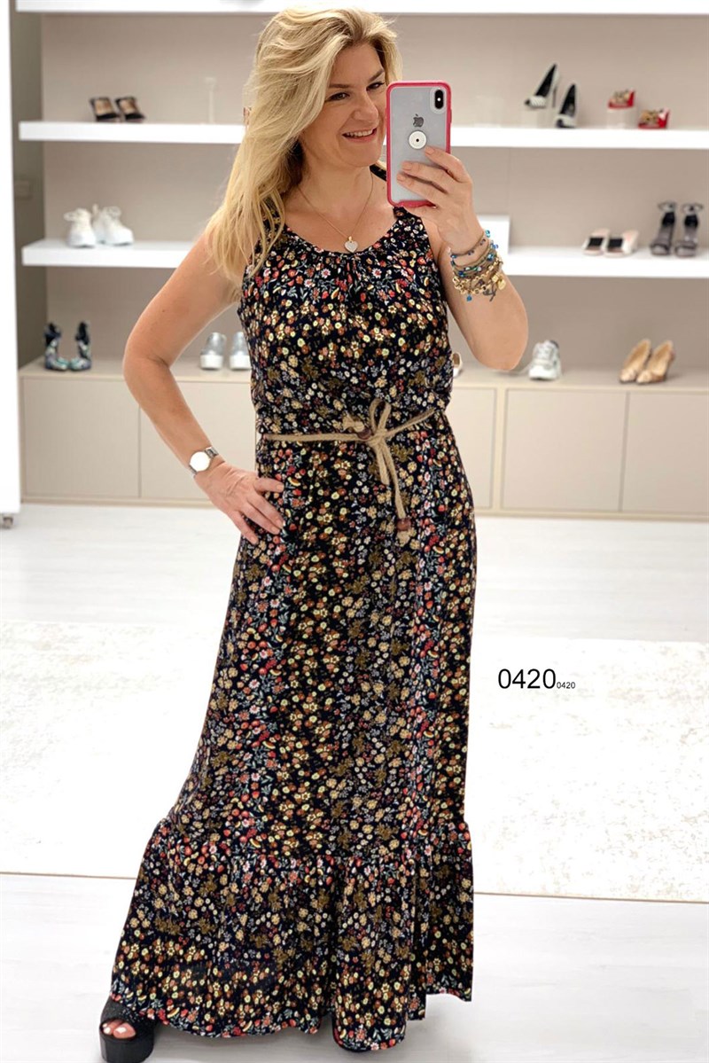 Try- Sıfır Kol Çiçek Elbise